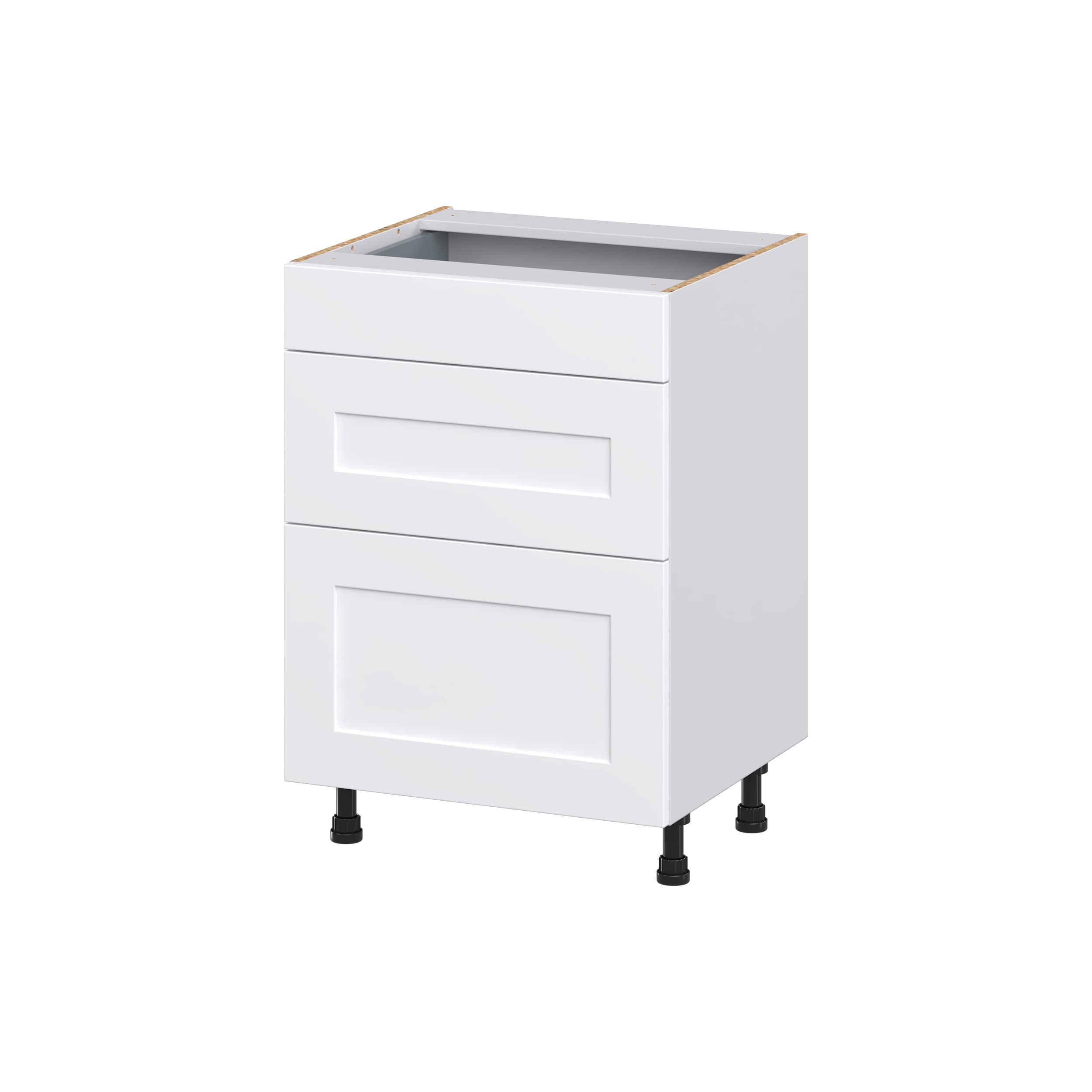 Hugo&Borg DSV3D24-JO Jolie 24-in W x 34.5-in H x 21-in D Warm White 3 -Drawers Drawer Base Fully assembled Cabinet (Recessed Panel Shaker)