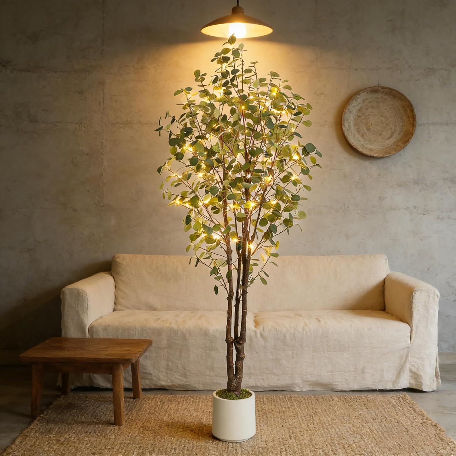 Garvee - 6ft Artificial Tree with LED Fairy Lights Lifelike Faux Silk Plant with Realistic Leaves...
