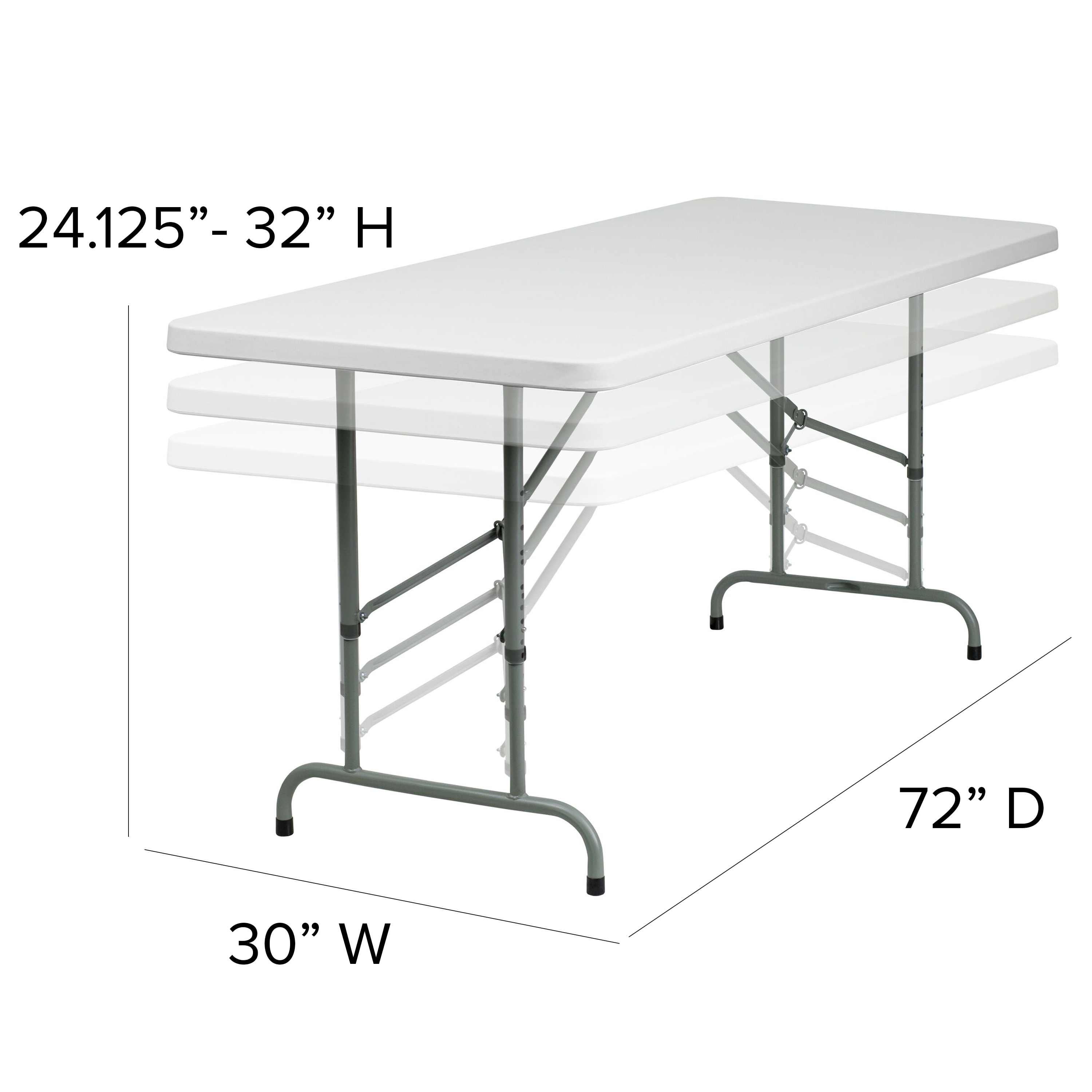 Flash Furniture 2.5-ft x 6-ft Indoor Rectangle Plastic White Adjustable ...