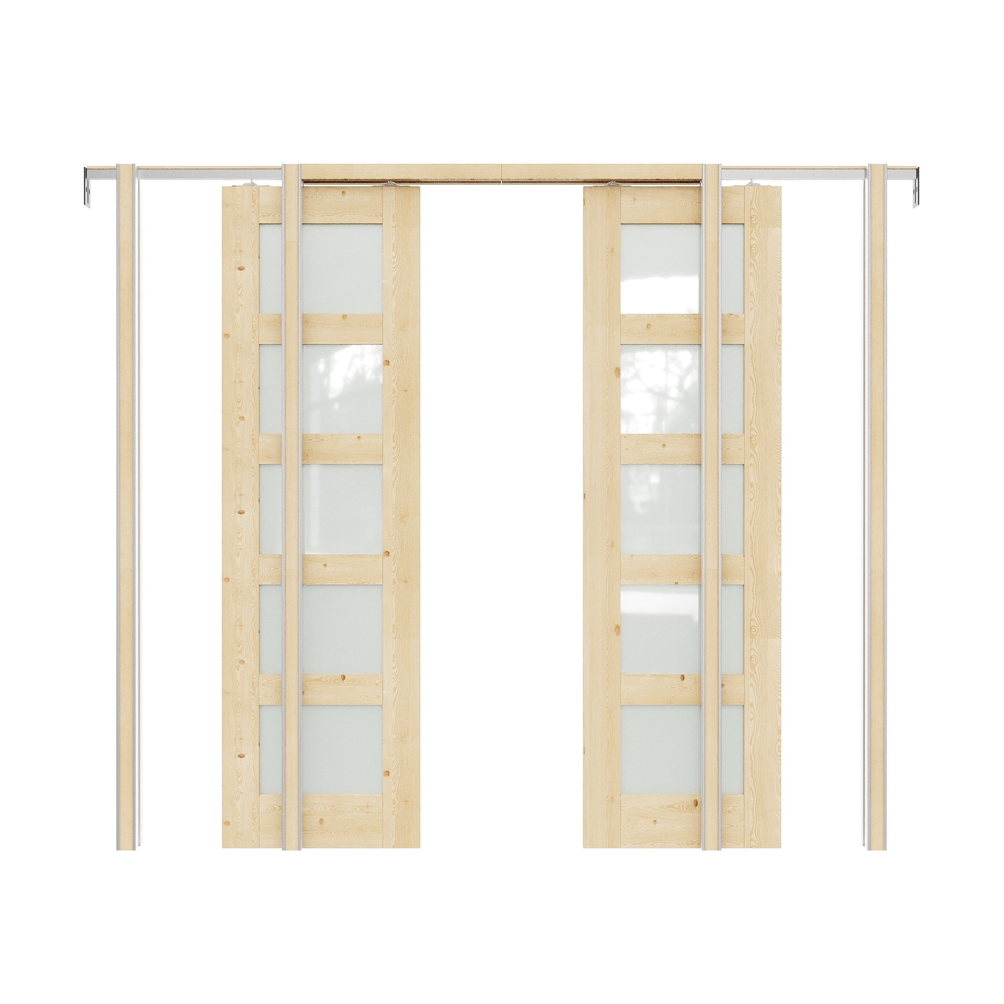 JUJUBON IN-PDPK-5L-P-W-56 56-in x 96-in Wood Pocket Door Frame with Pocket Door,Pocket Door Frame and Hardware Soft Close Included
