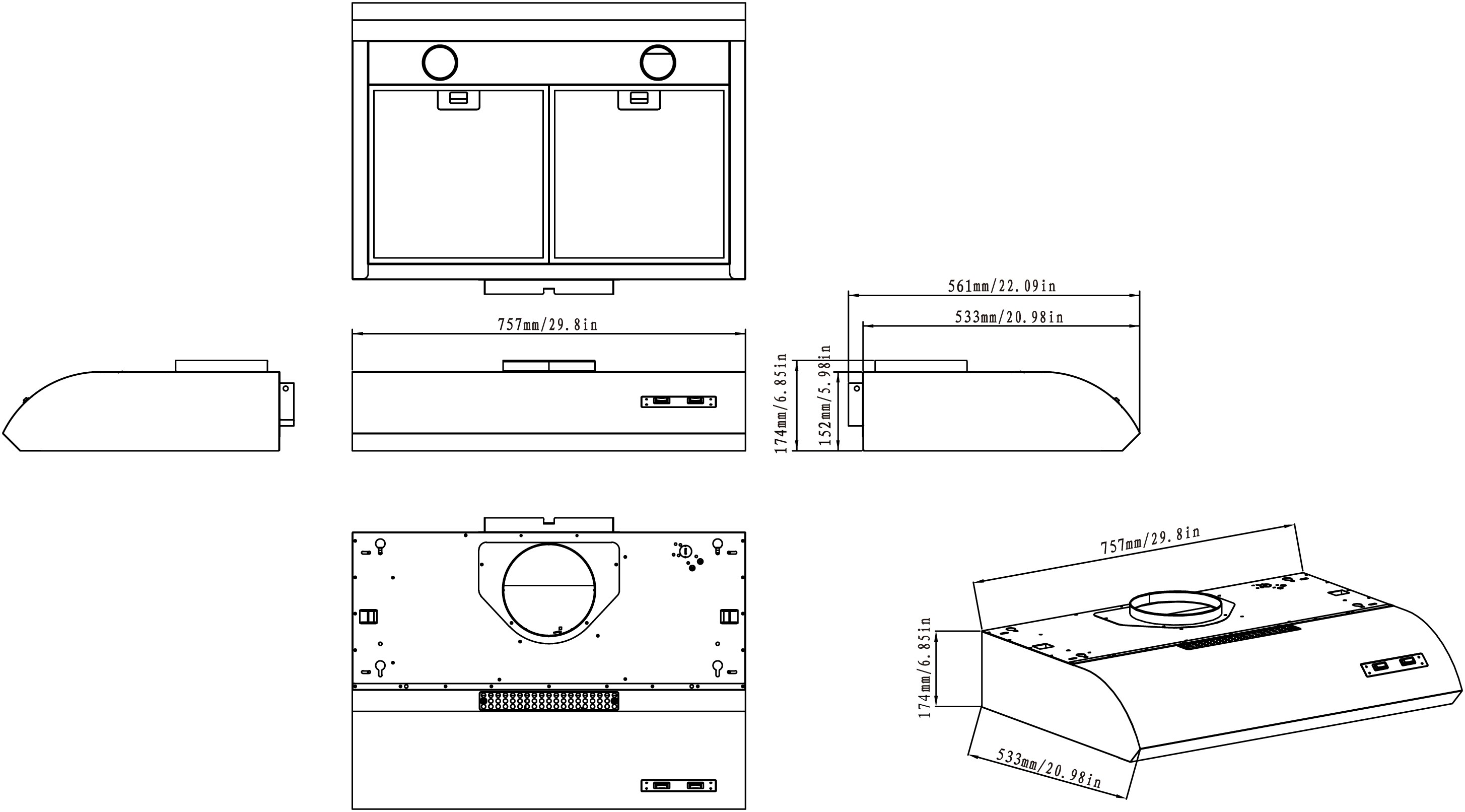 Winflo LRU22C30C Undercabinet-Range-Hoods - View #8