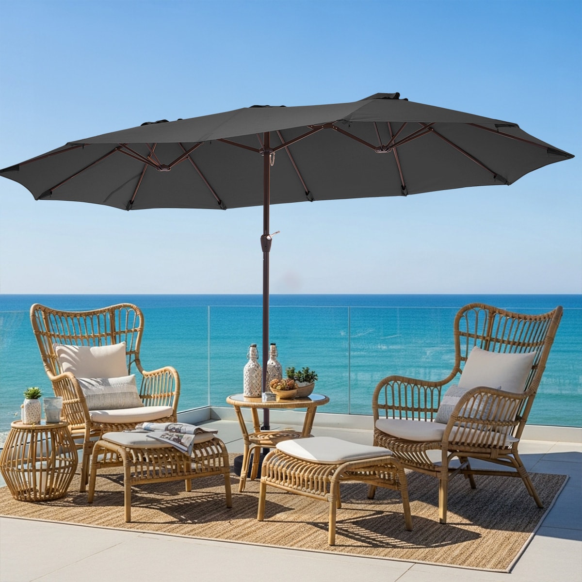 JEAREY YYGJ-GY 15-ft Iron Gray No-tilt Market Patio Umbrella