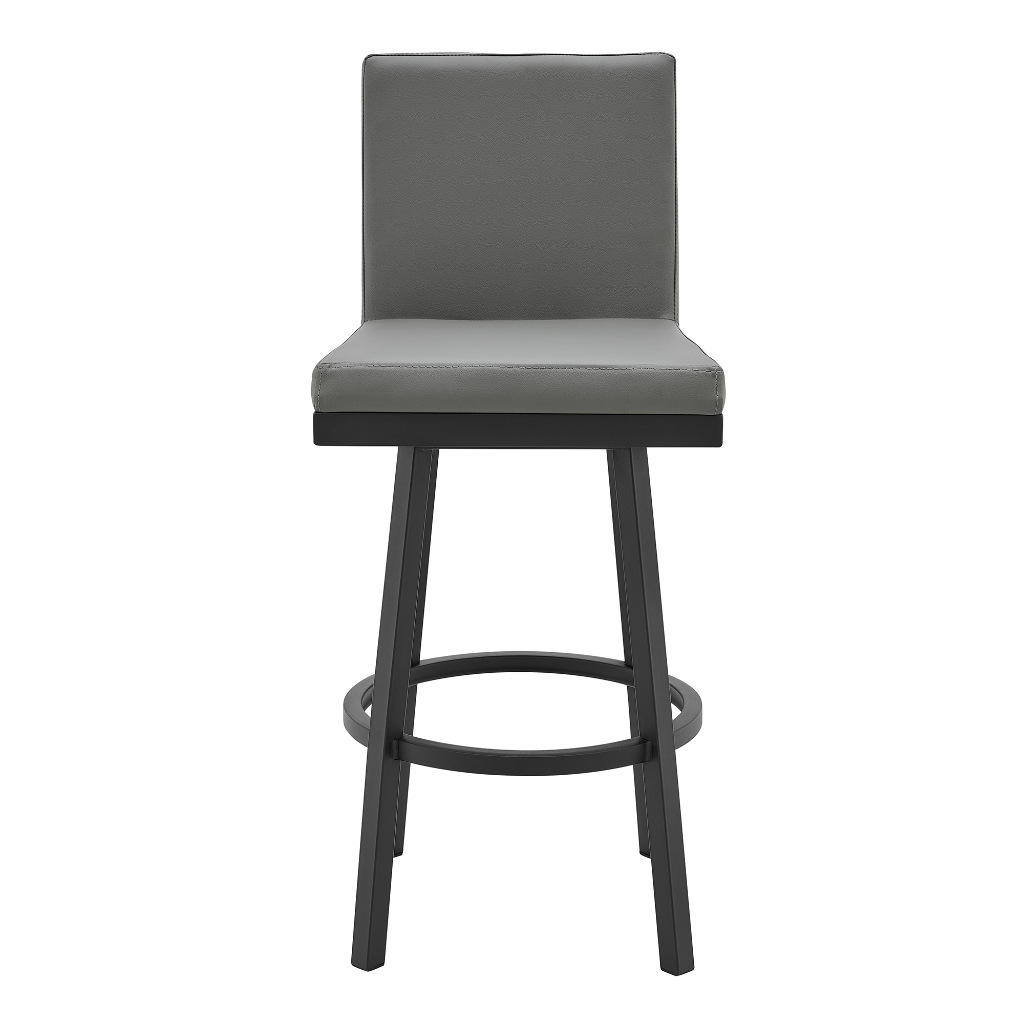 Armen Living LCGEBABLGR26 Black Powder-Coated Frame 26.0-in H Counter height Bucket seat Upholstered Swivel Metal Bar Stool and Back