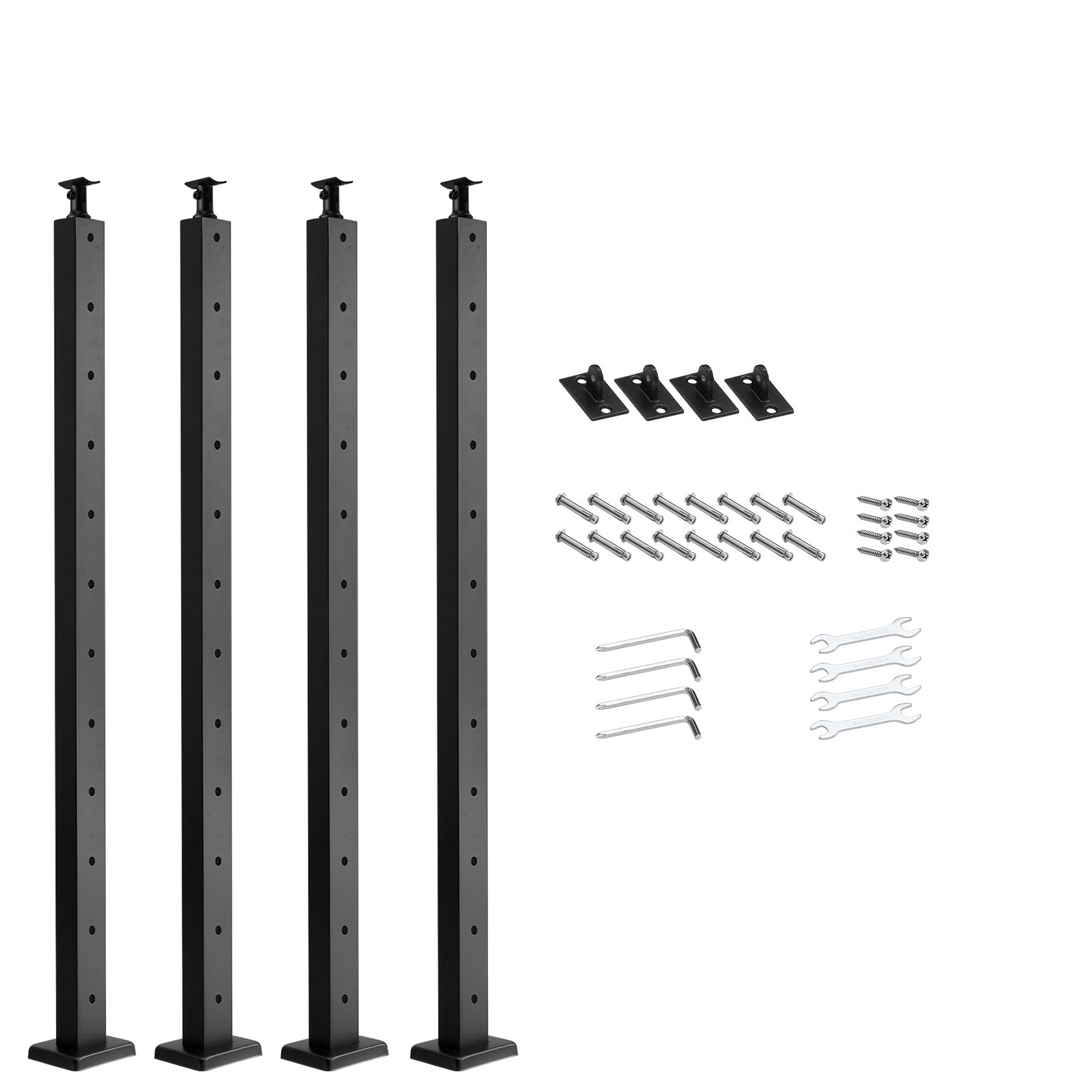 Mecale 4-Pack 42-in x 1-in x 2-in Stainless Steel Level Deck Cable Railing Posts with Horizontal Holes