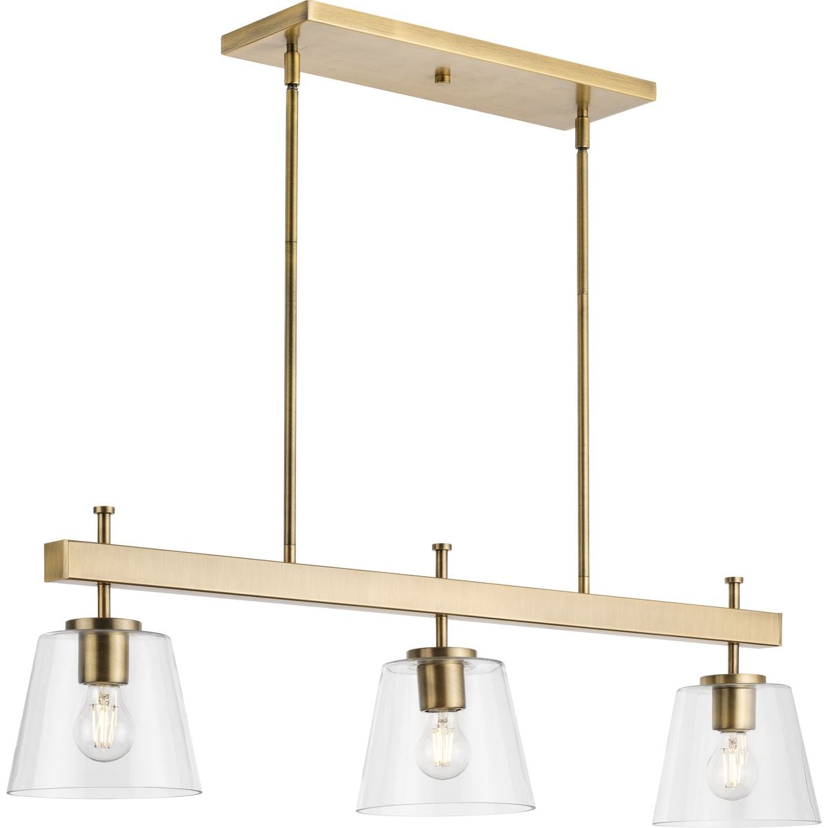 Progress Lighting P400298-163 Saffert 3-Light Vintage Brass Transitional Led; Dry rated Chandelier