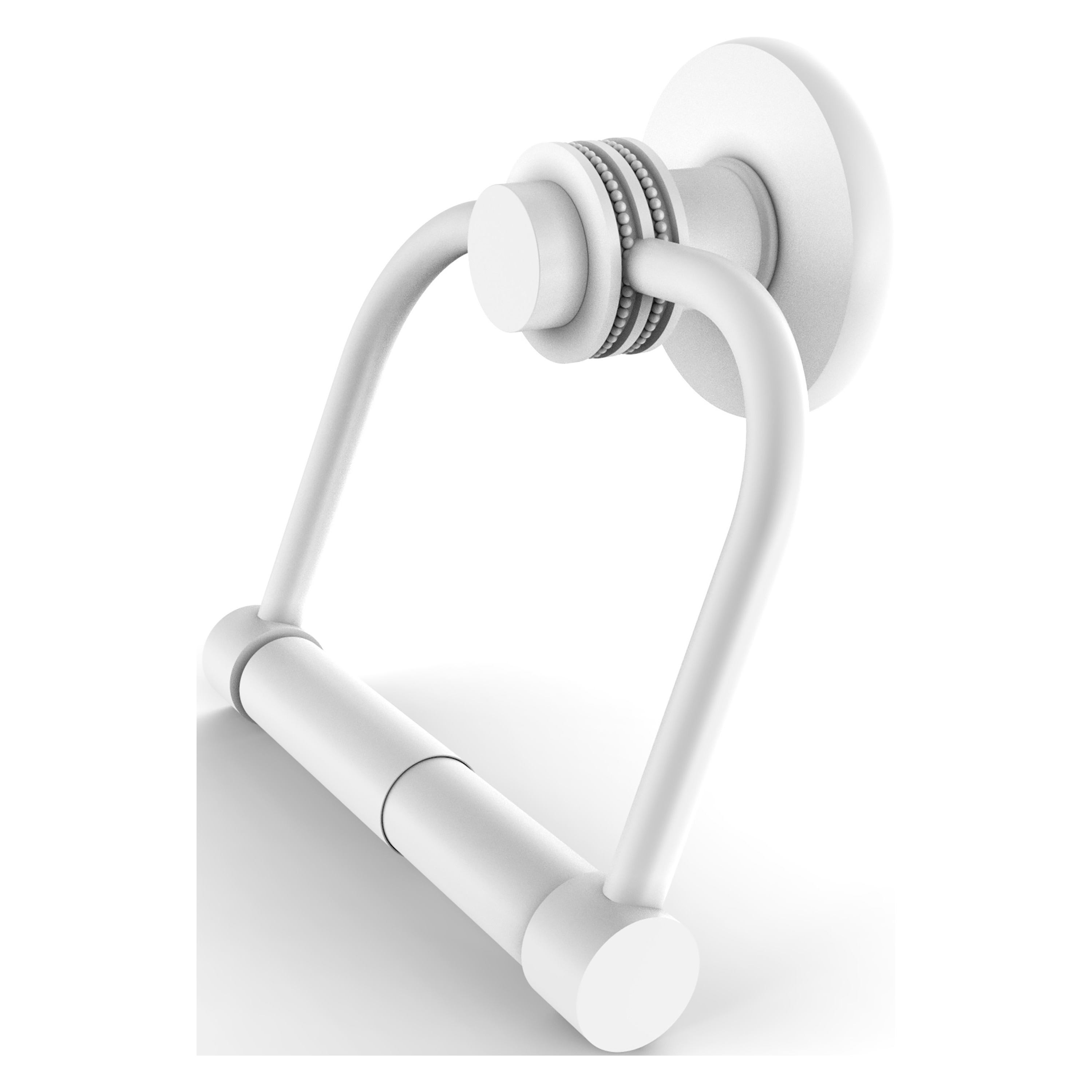 Allied Brass 924D-WHM Mercury Matte White Wall mount Double post Toilet Paper Holder 1 -Rolls with Storage