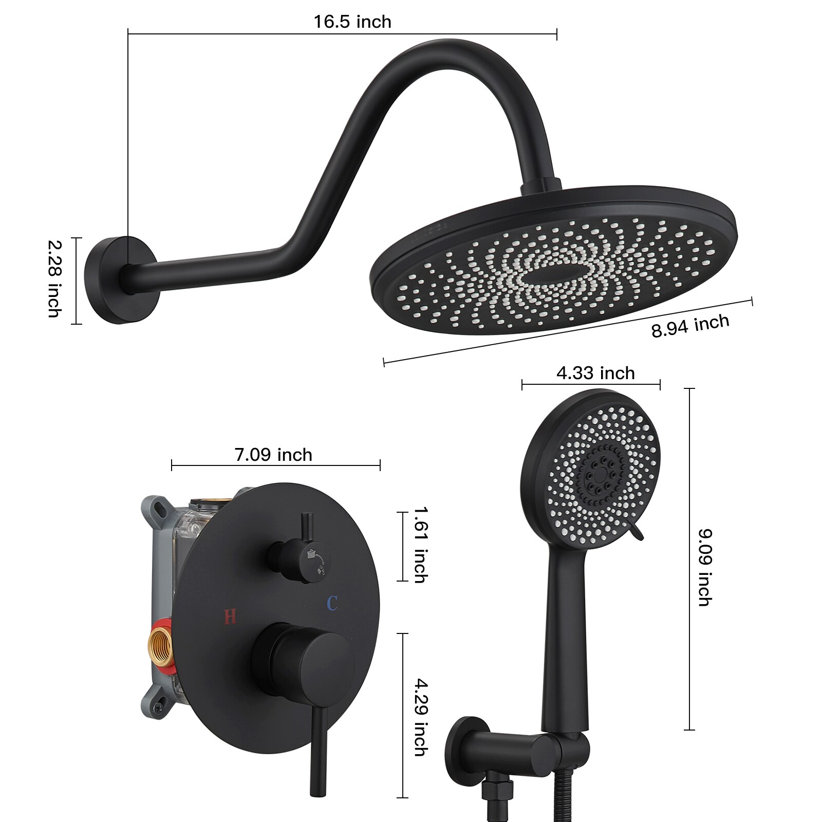 WELLFOR FH798049-B Showerhead-Bar-Panels - View #5