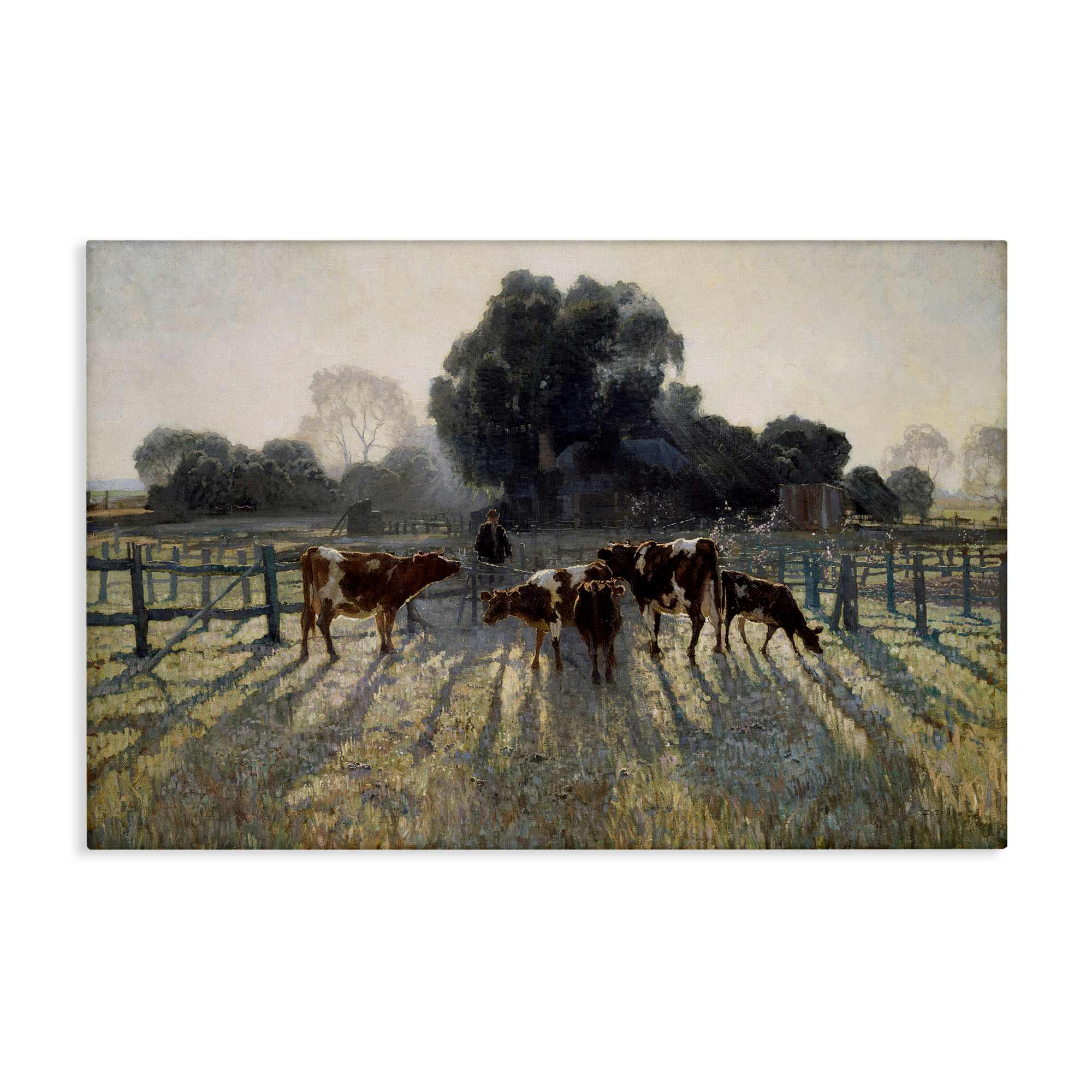 Stupell Industries BT-763-CN-20X30 Elioth Gruner Morning Cows Canvas Wall Art By Arlington Prints 30 x 20