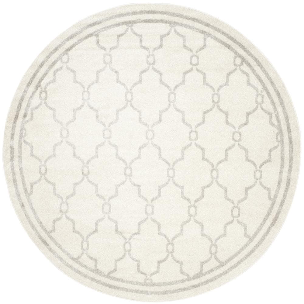 Safavieh AMT414E-5R Marion 5 x 5 (ft) Loomed Polypropylene Ivory/Light Gray Round Indoor/Outdoor Trellis Area rug