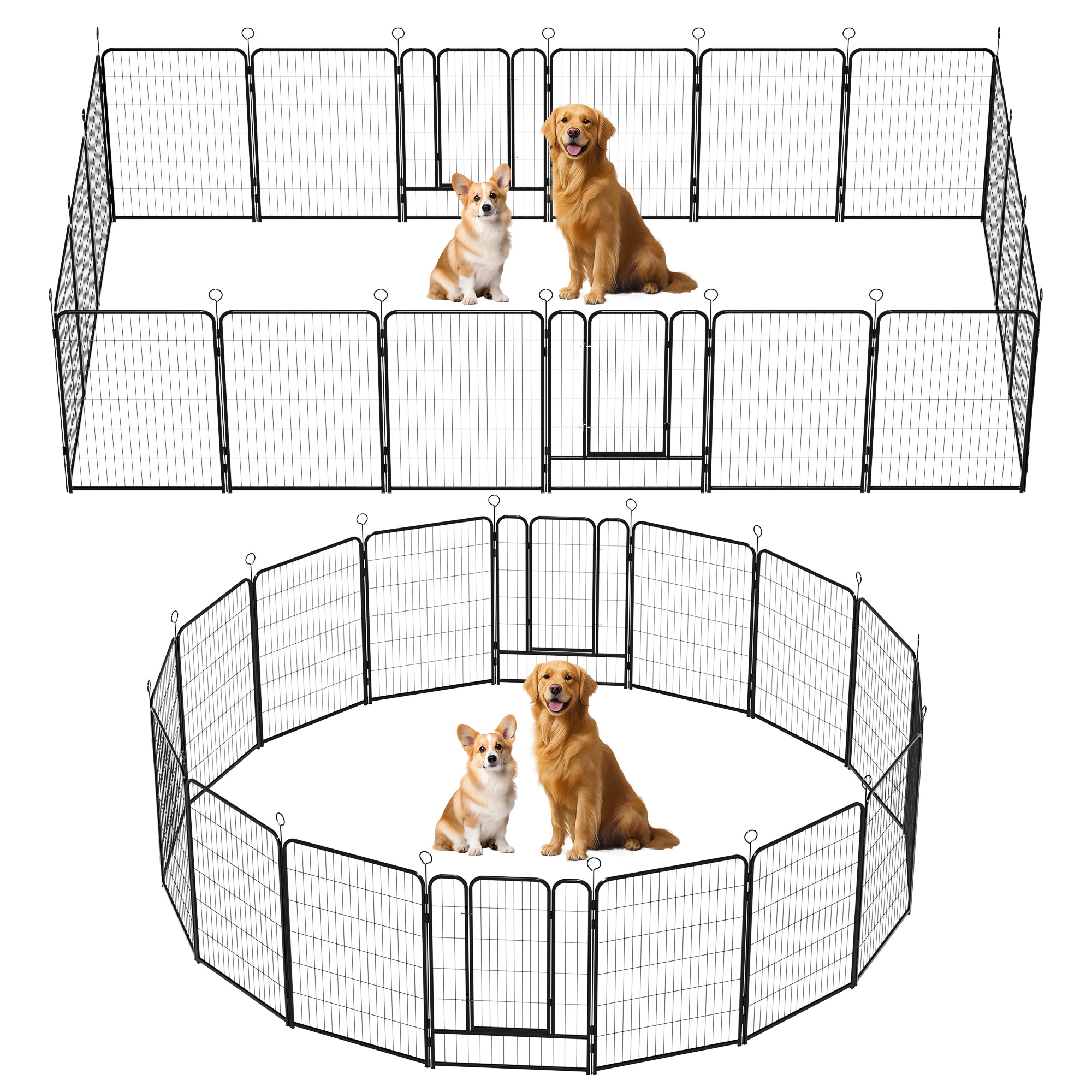 Tatayosi T2-7P314281 16 Panels Heavy Duty Metal Playpen with Self-Locking Gate Extra Tall 40inches Dog Fence Pet Exercise Pen for Outdoor and Indoor-Easy Setup Exercise Pen for Large Dogs