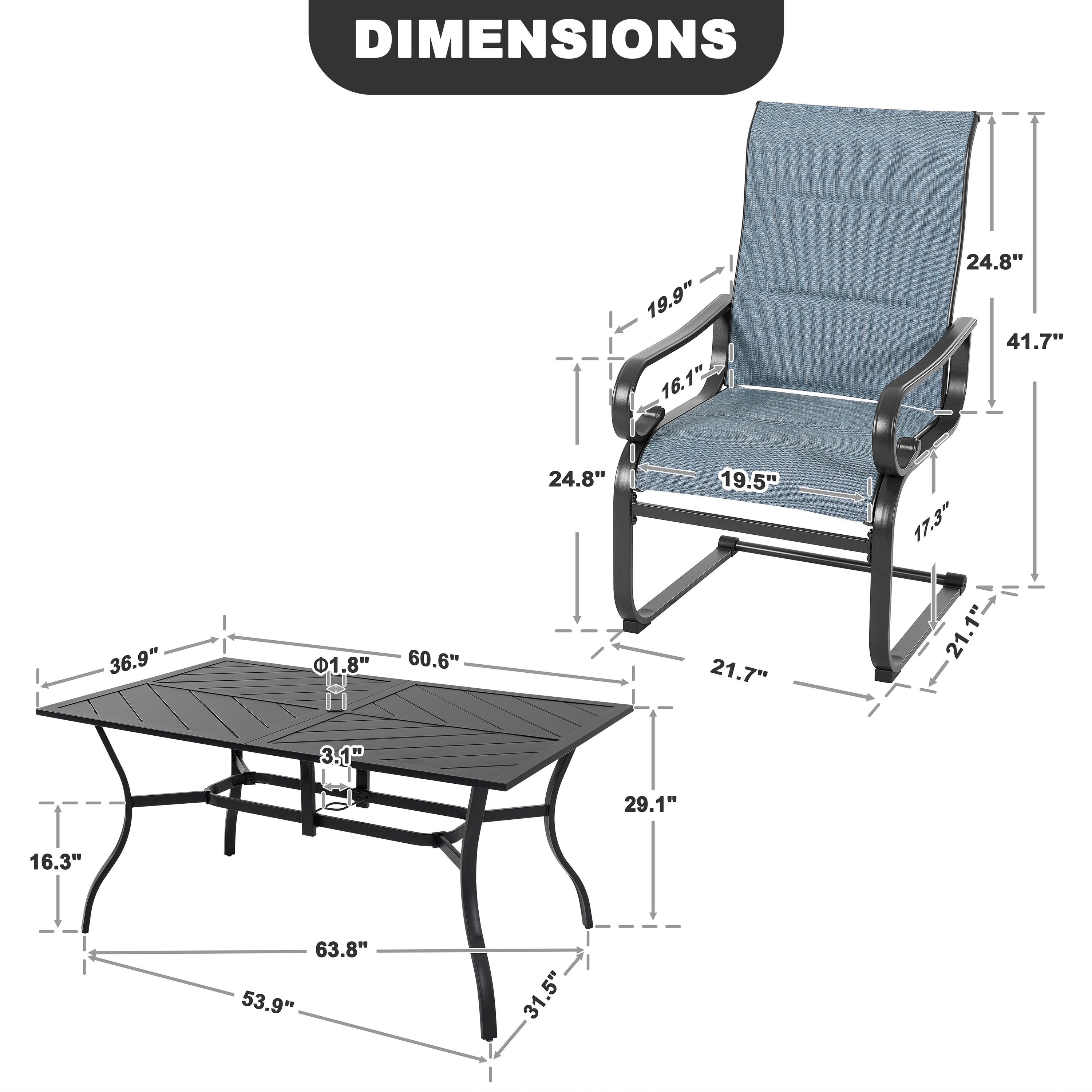 Nuu Garden SD009-T1033BK Patio-Dining-Sets - View #3