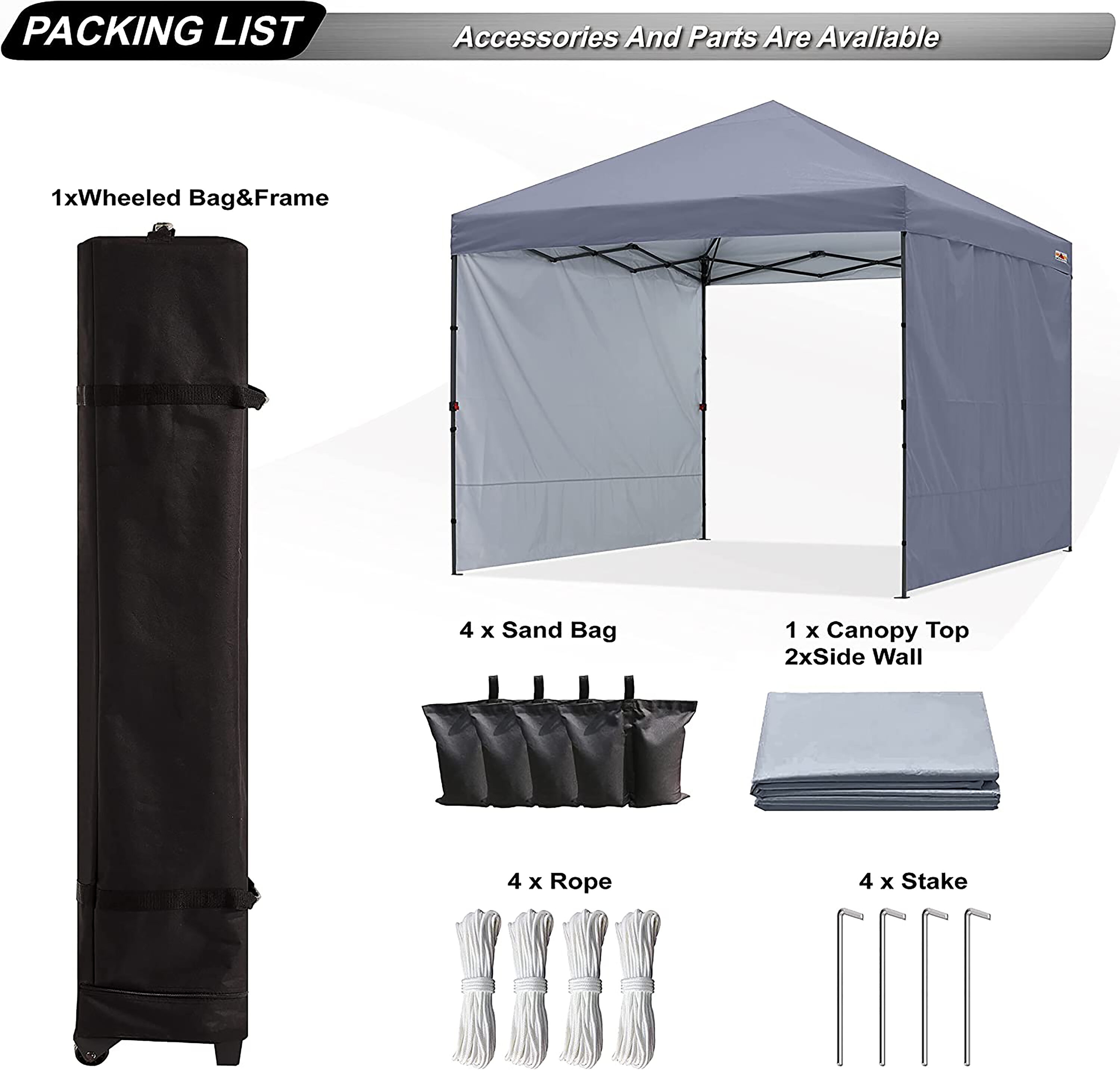 ABCCANOPY AHZJ2W-10FTGRAY Canopies-Sl - View #5