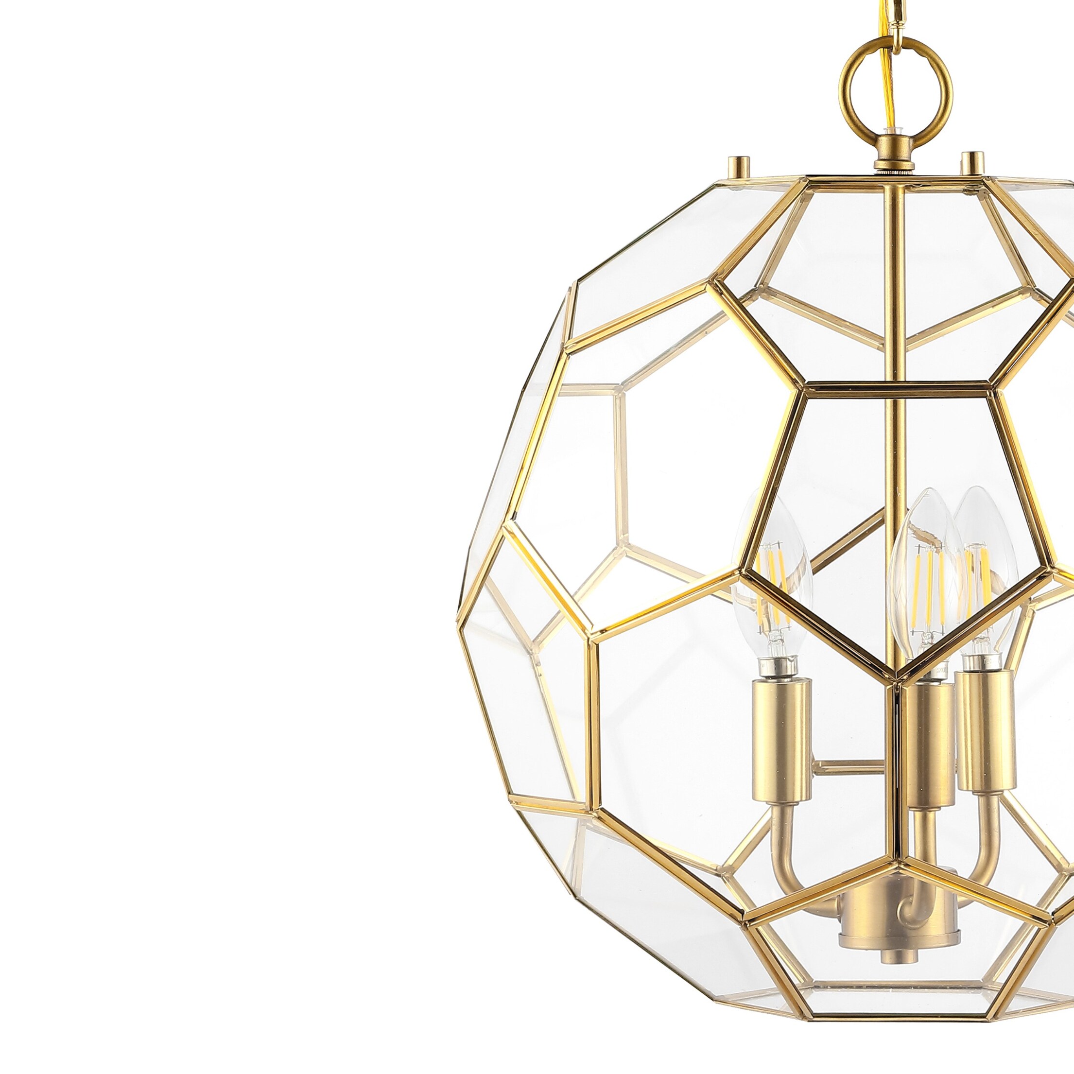 Bee 13.5" 3-Light Brass Gold and Clear Glass Pendant