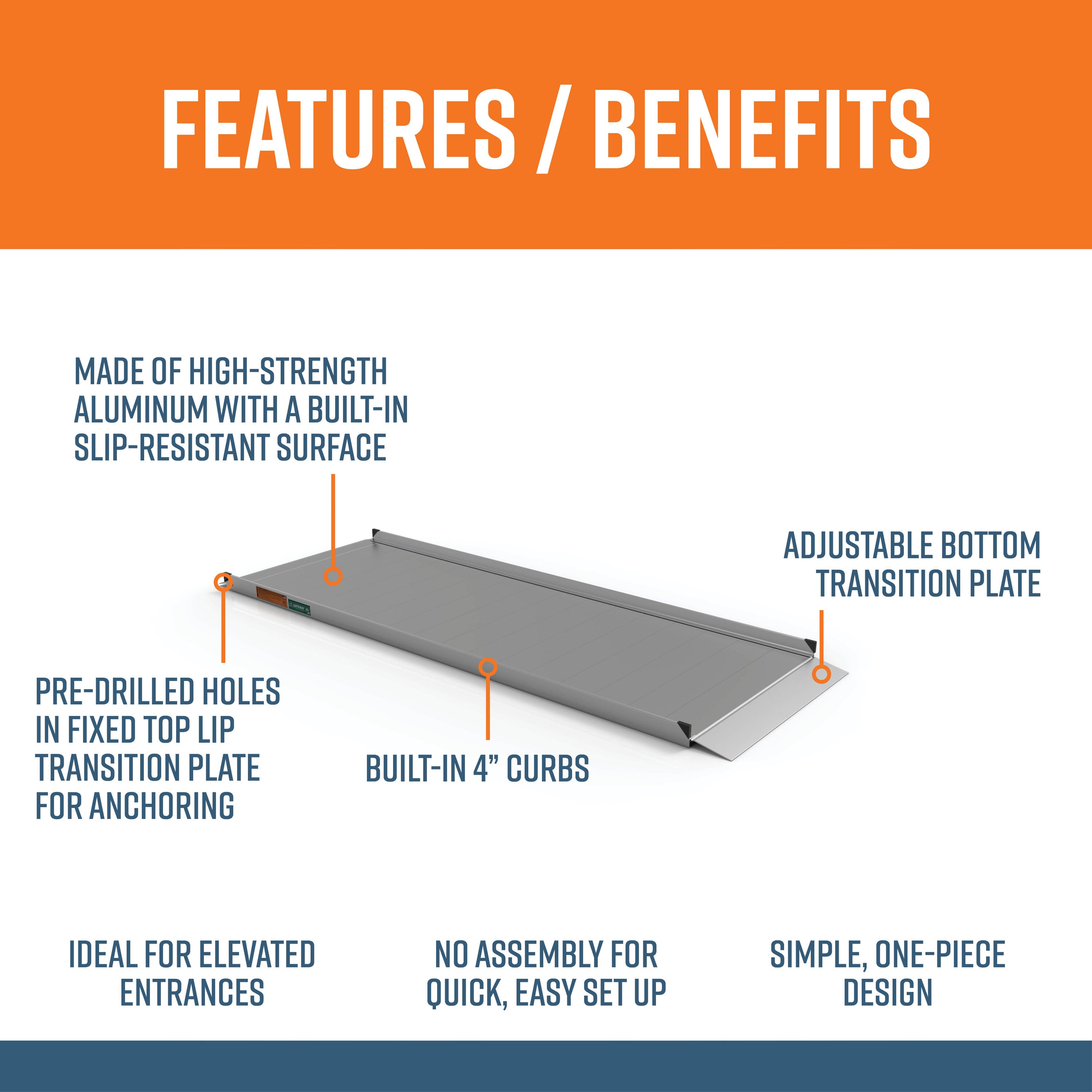 EZ-ACCESS 9-ft x 36-in Aluminum Portable Entryway Wheelchair Ramp in ...