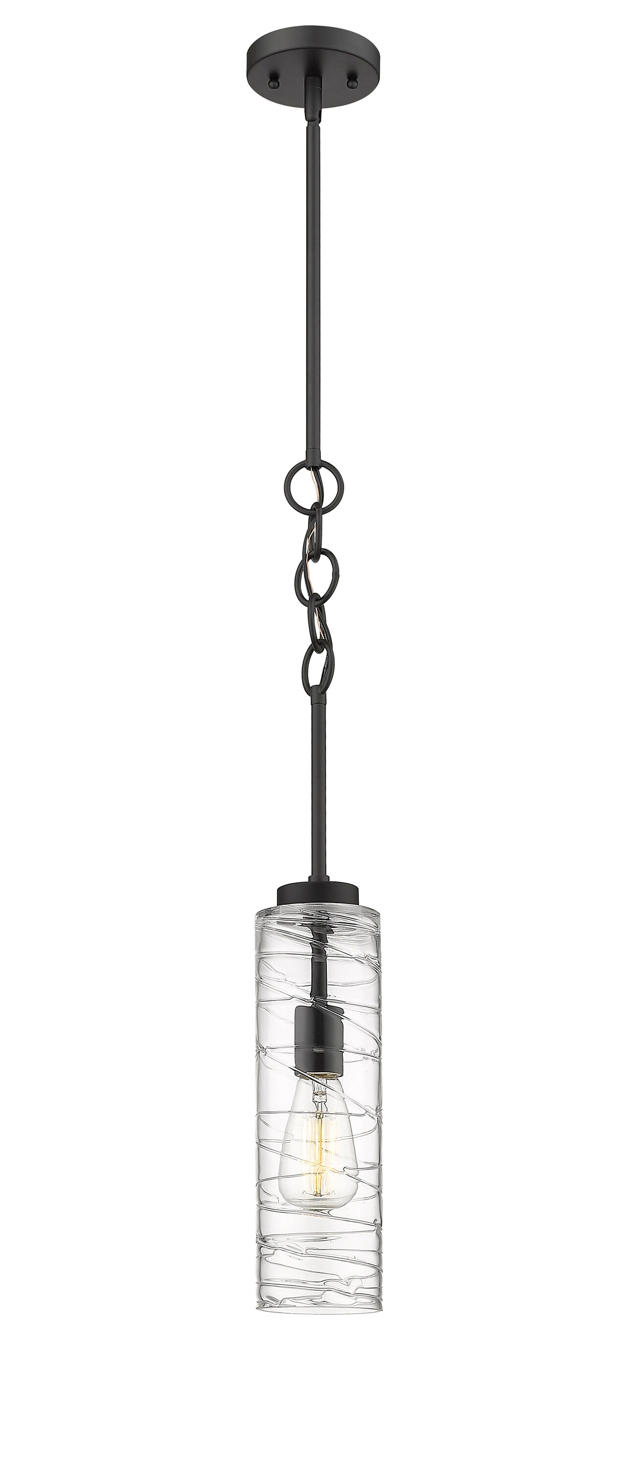 Innovations Lighting 380-1S-BK-G381-4CL Wexford Matte Black Traditional Clear glass Cylinder Medium Hanging Pendant light