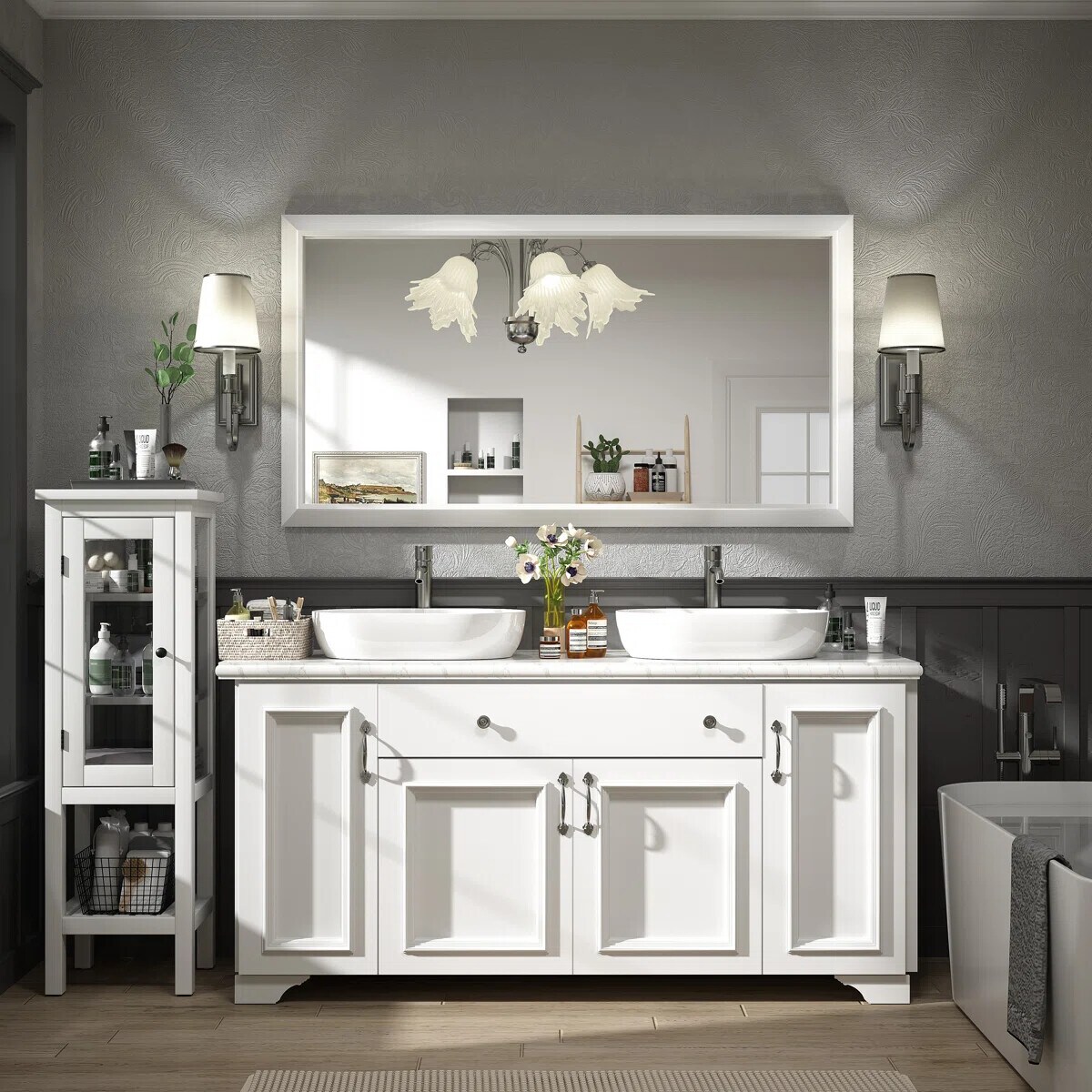YQP YQP-D-RA13975-W Framed-Bath-Mirrors - View #2