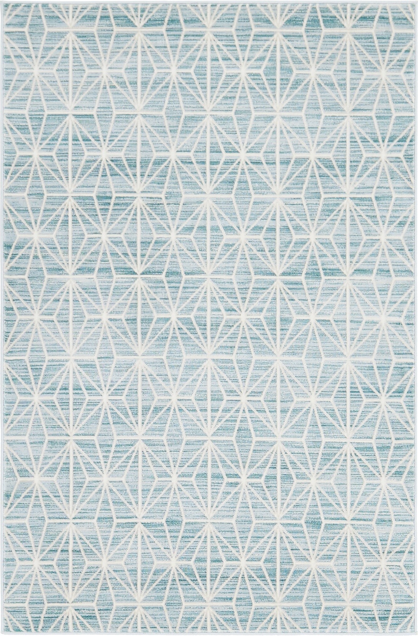 4' x 6' Blue Geometric Synthetic Easy Care Rug