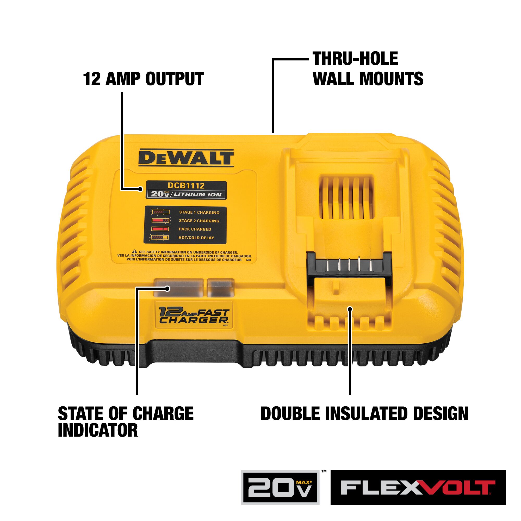 Chargeur de batterie rapide 8 A DEWALT DCB118 20 V MAX