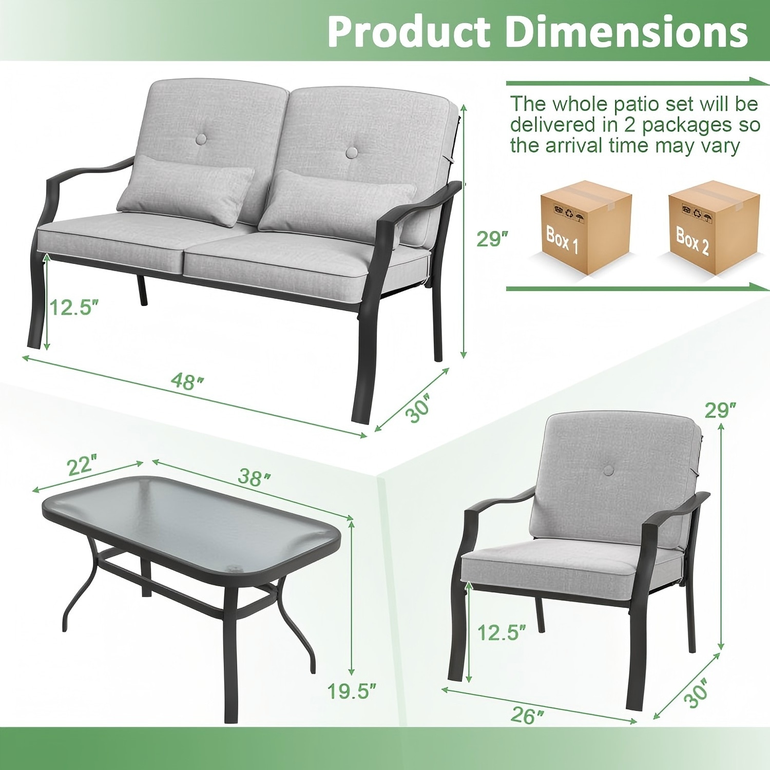 Forclover HBV-926GR Patio-Conversation-Sets - View #3
