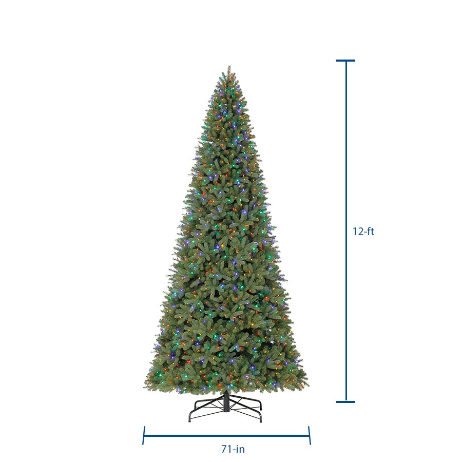 Holiday Living 12-ft Douglas Fir Pre-Lit Traditional Artificial Christmas Tree with 1200 Color Changing Color Changing LED Lights