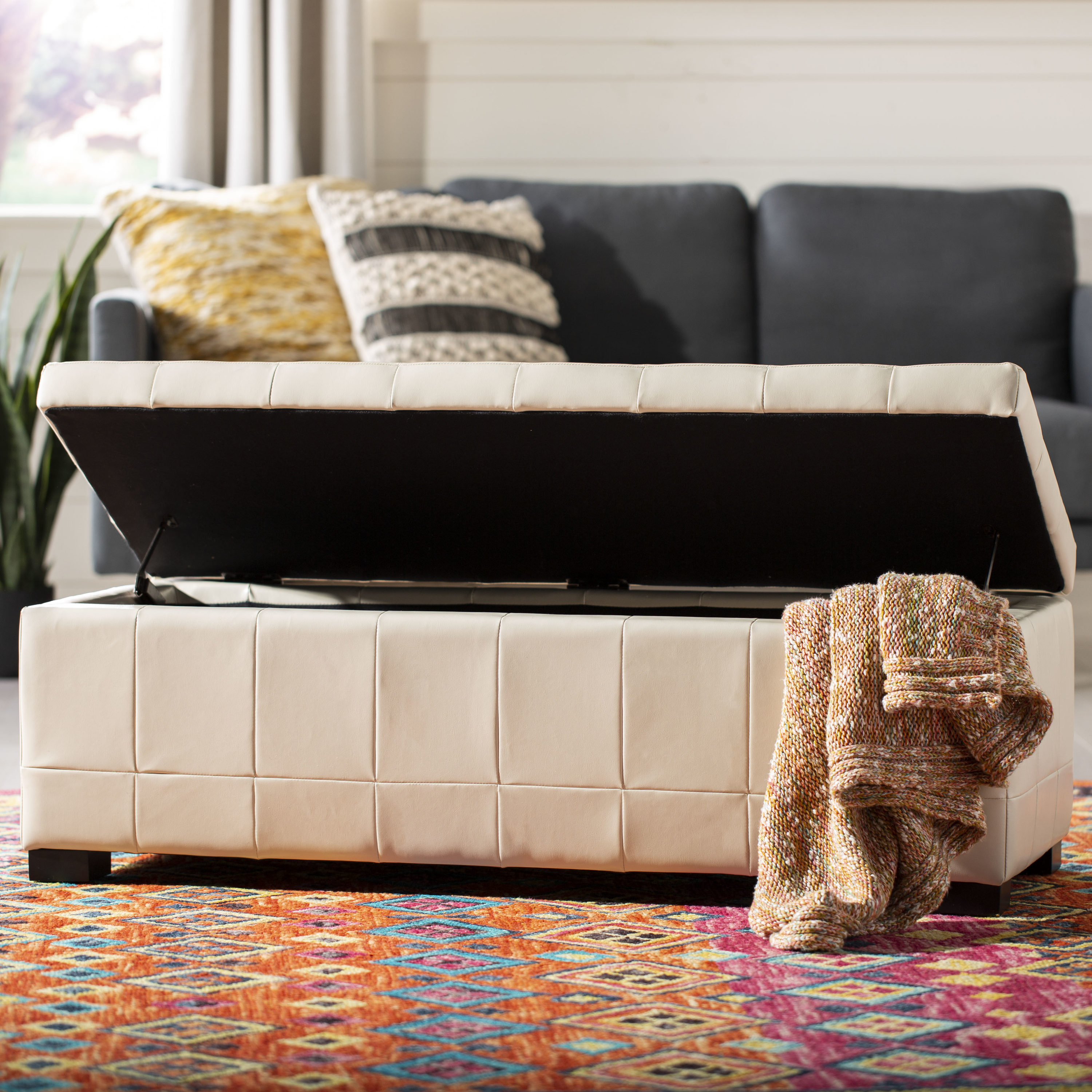 Safavieh HUD4200D Indoor-Ottomans - View #3