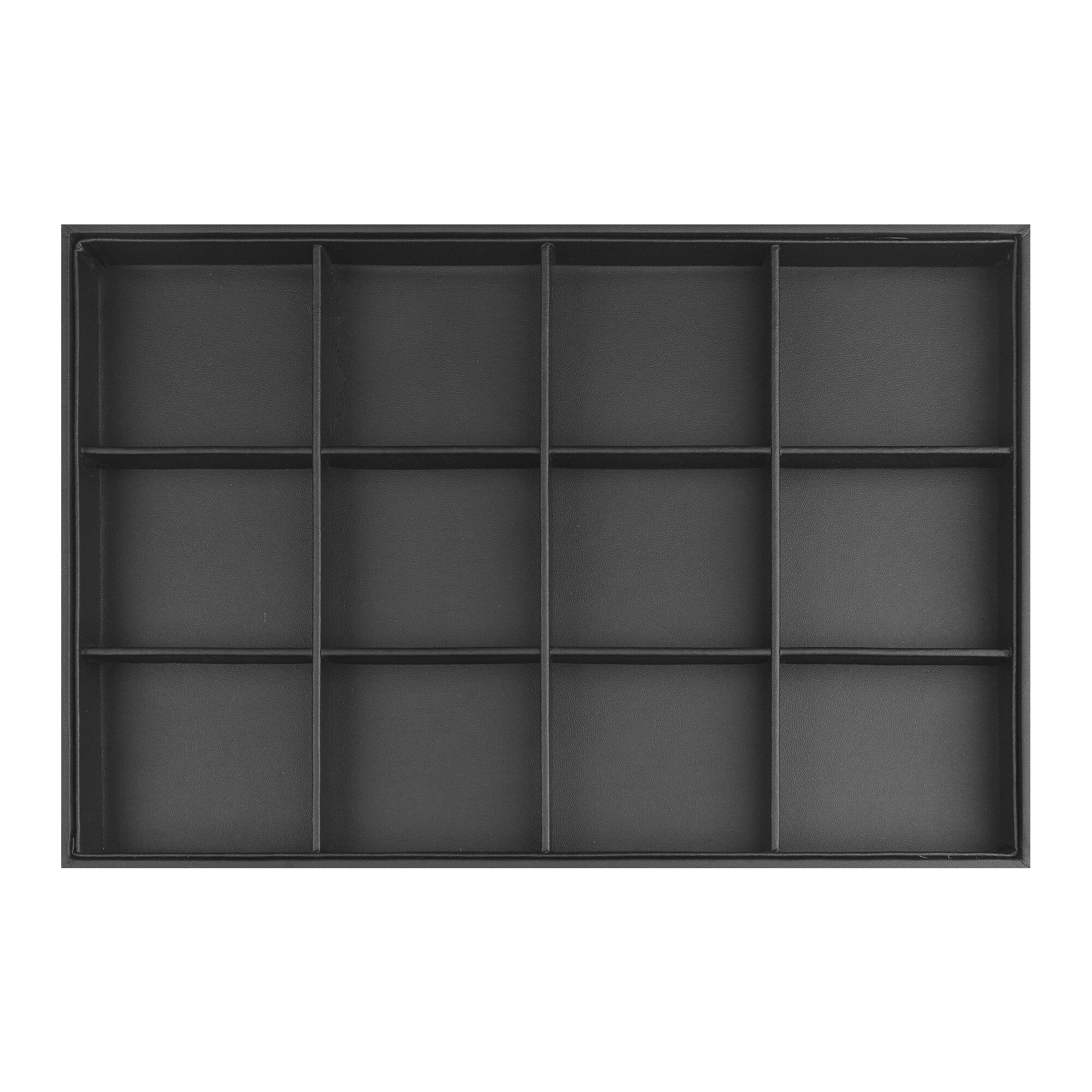 Unique Bargains Jewelry Organizer Trays with Removable Dividers for Drawers PU Leather Jewelry Organizer Drawer Inserts Display Storage 12 Grid Tray Black