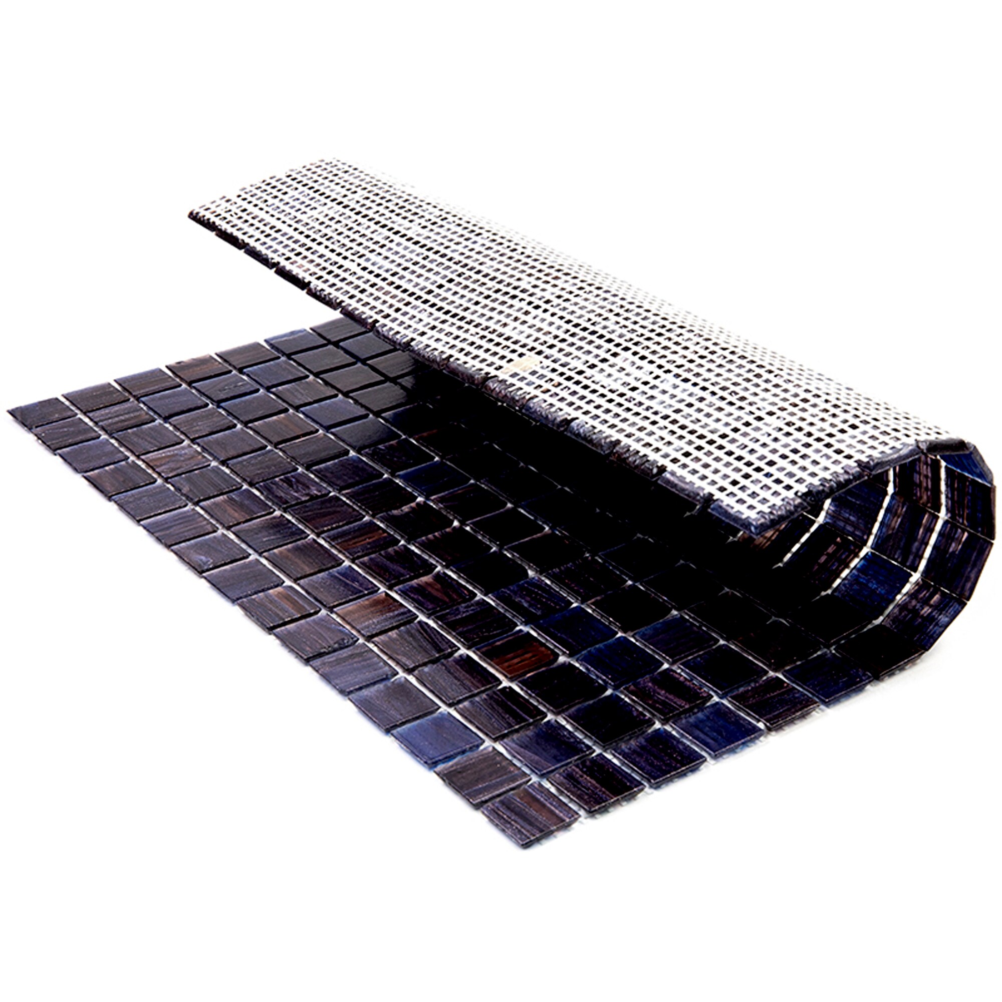 Celestial Deep Indigo Blue Iridescent Glass Mosaic Tile