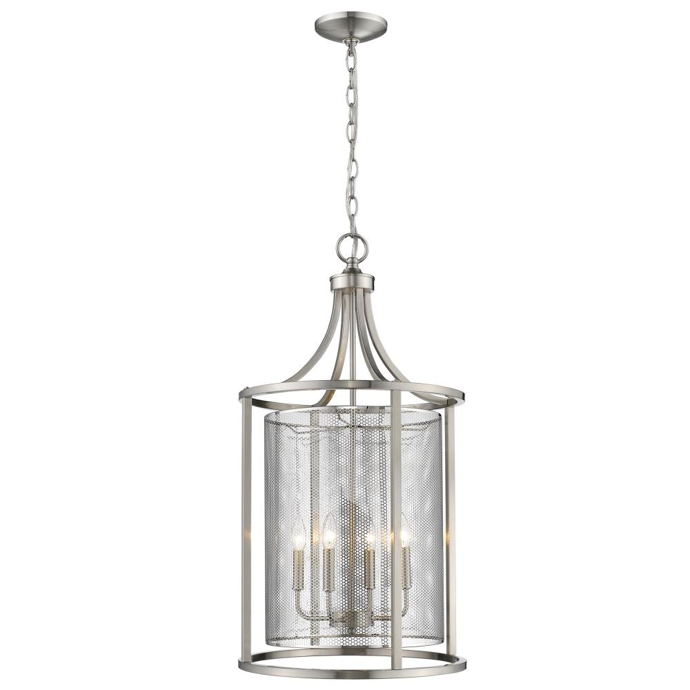 EGLO 202808A Verona 4-Light Nickel Transitional Cylinder Large Hanging Pendant Light