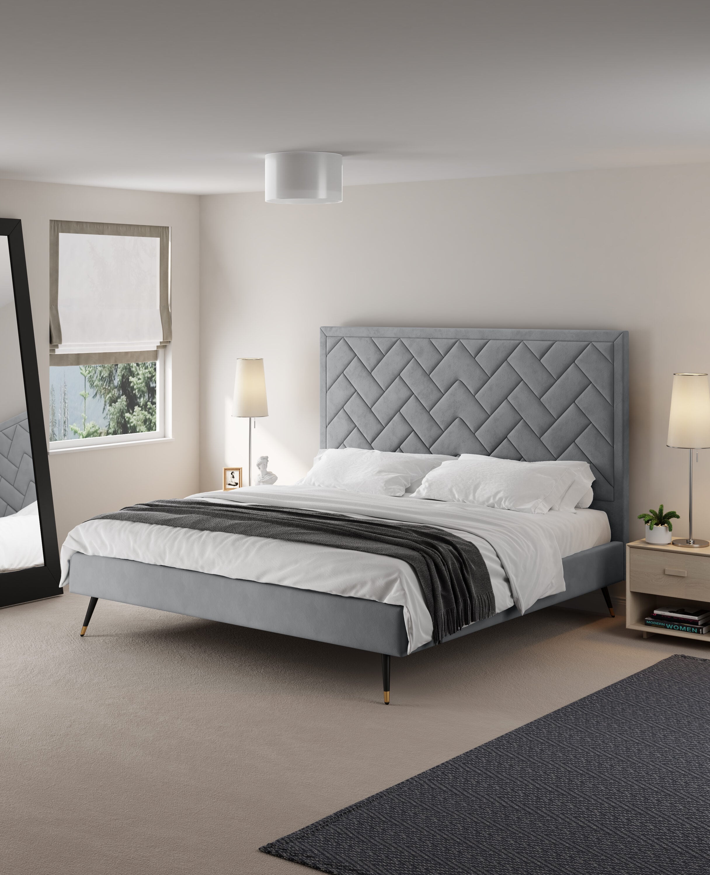 Manhattan Comfort BD009-KG-GY Grey King Bedroom Set