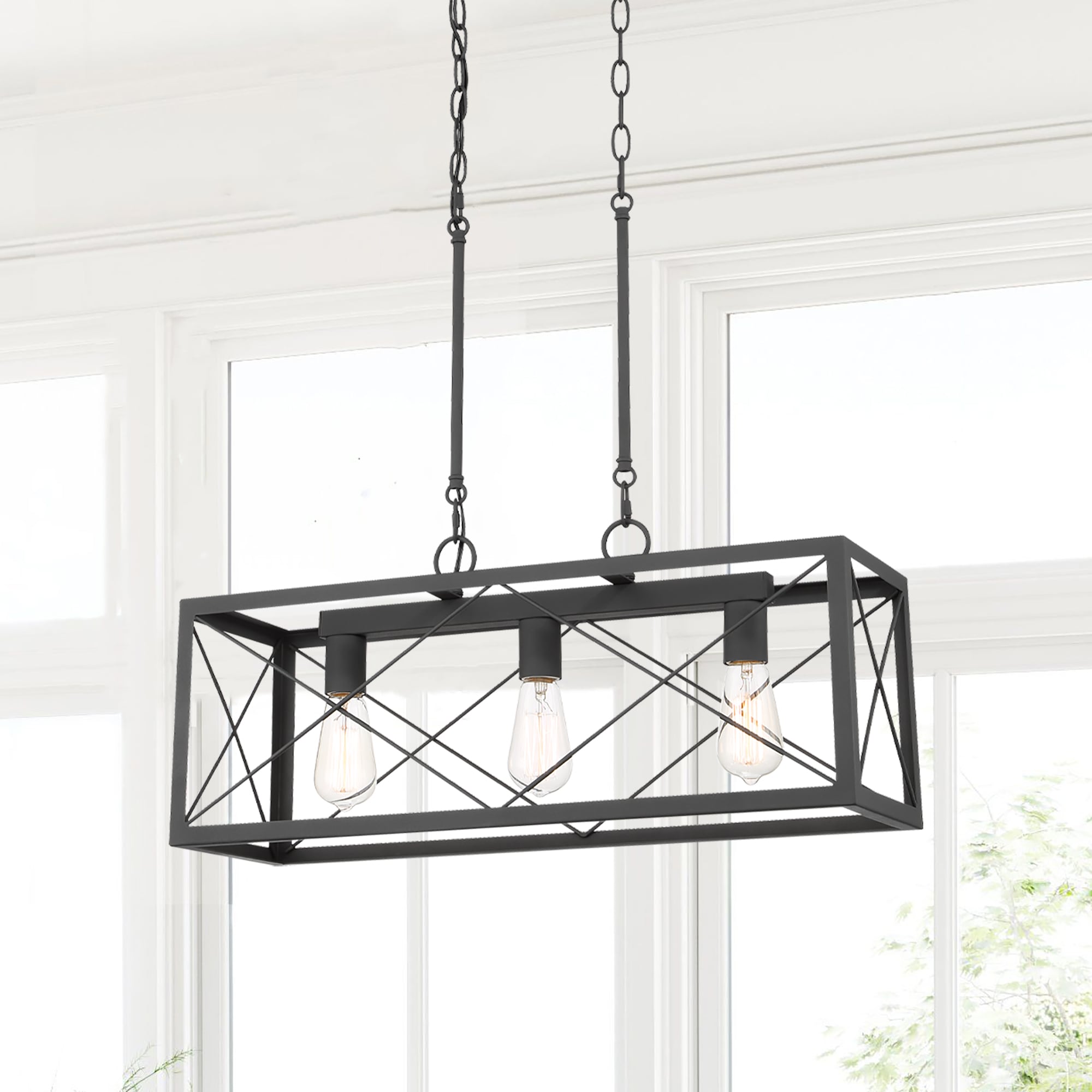 ACROMA 4003AZ Alodie 3 -Light Matte Black Modern/contemporary Bare bulb For Use in Bedrooms, Dining Rooms, Foyers, Kitchens, Living Rooms Chandelier