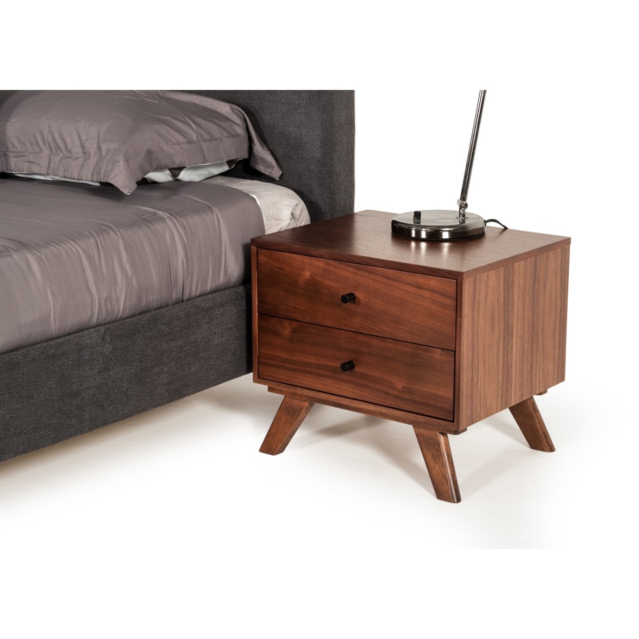 HomeRoots 4000473015 Walnut Rubberwood Nightstand