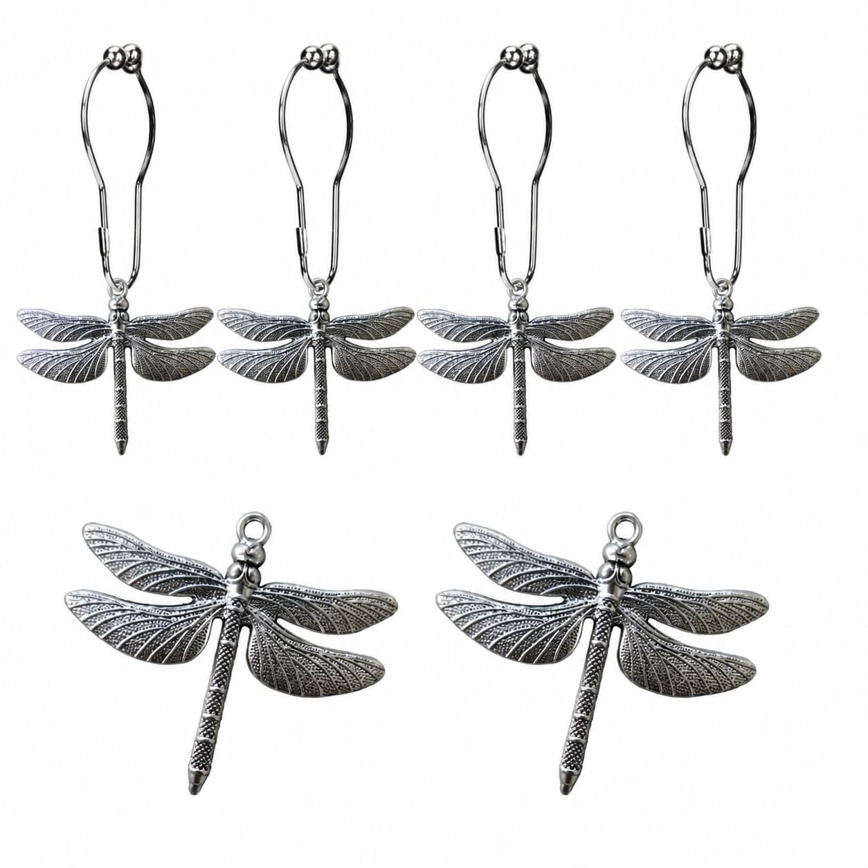 Aoibox  Dragonfly Bathroom Shower Curtain Hooks Rust Proof Rings Decorative Set for Natural Forest Garden Country Farm Theme Easy Install 12pcs