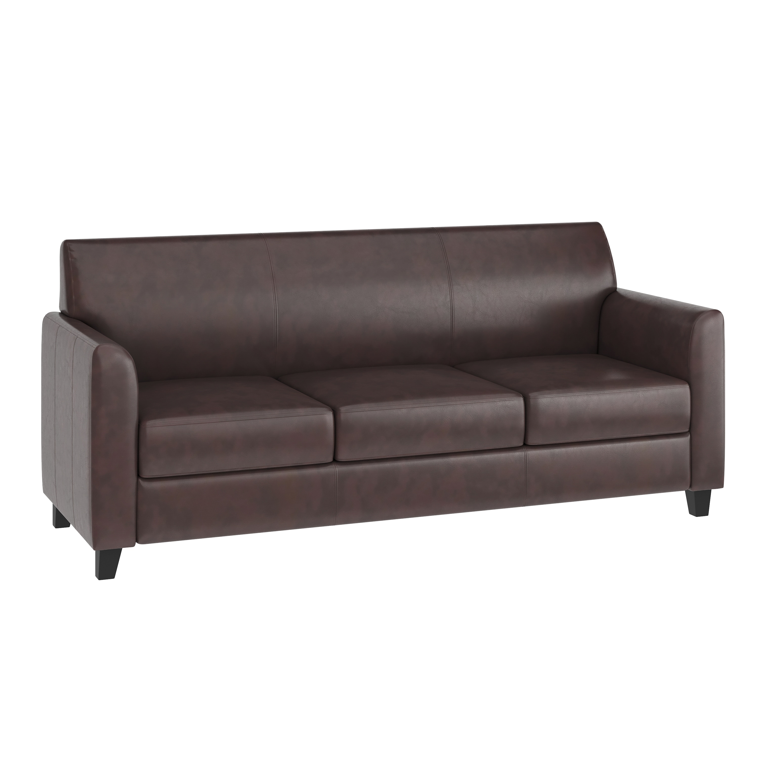 Flash Furniture 847254054447 HERCULES Diplomat 70-in Modern Brown Faux leather 3 -seater Sofa