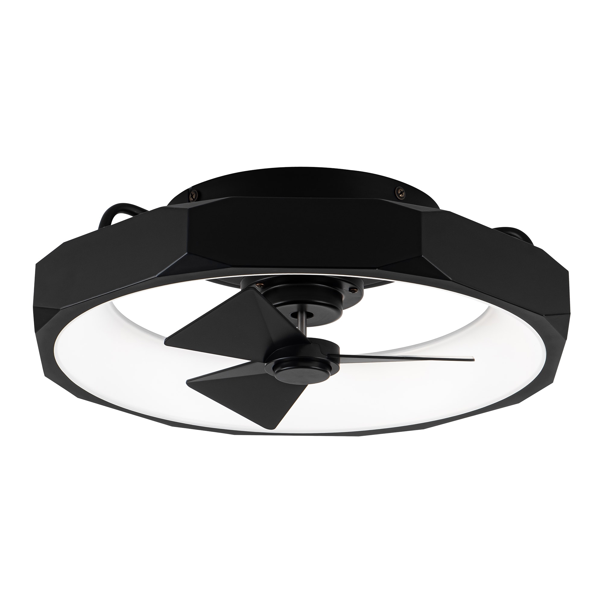 Modern Matte Black Low Profile 19" Ceiling Fan with LED Light and Remote