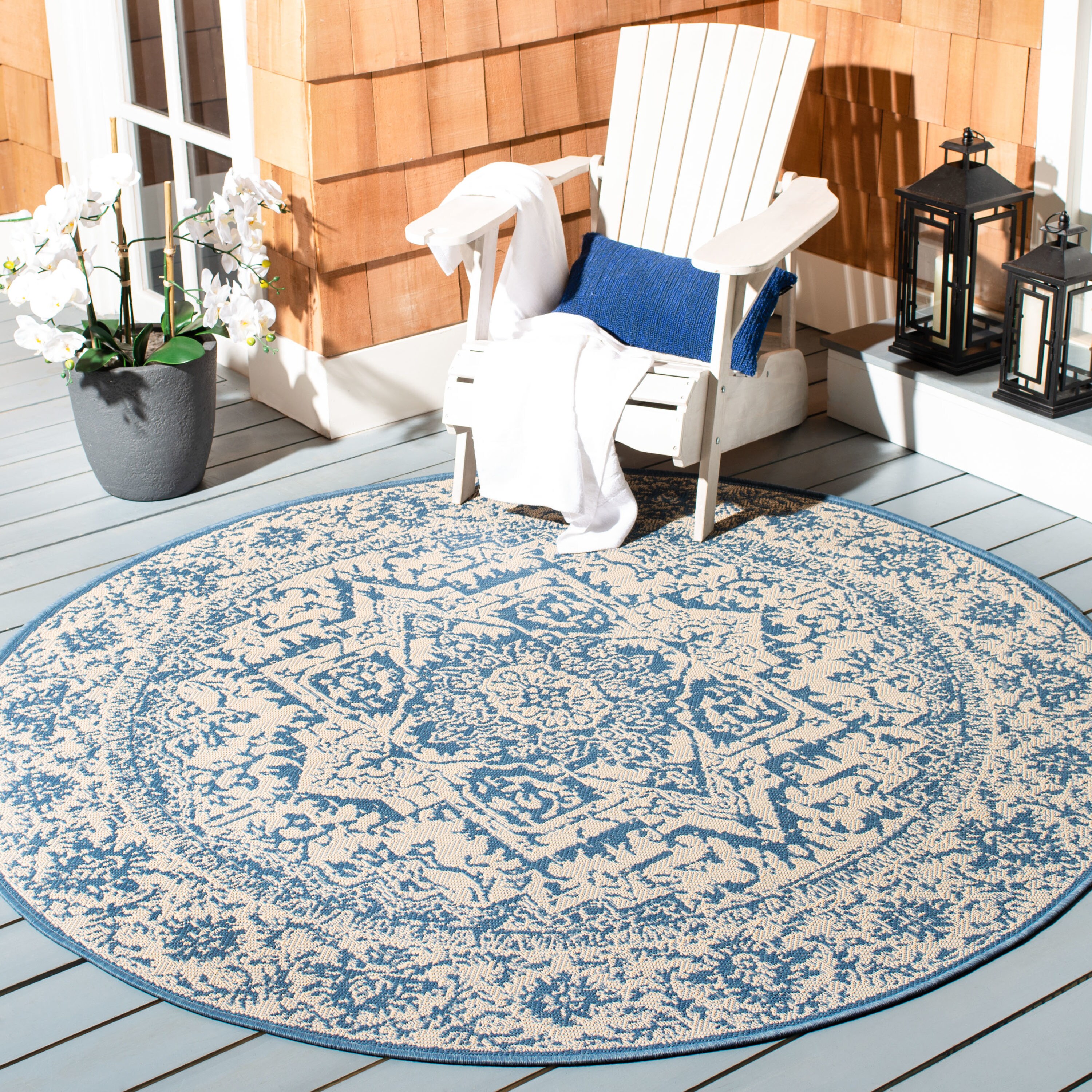 Safavieh Beach House Tressie 9 X 12 (ft) Cream/Beige Indoor/Outdoor  Floral/Botanical Bohemian/Eclectic Area Rug in the Rugs department at