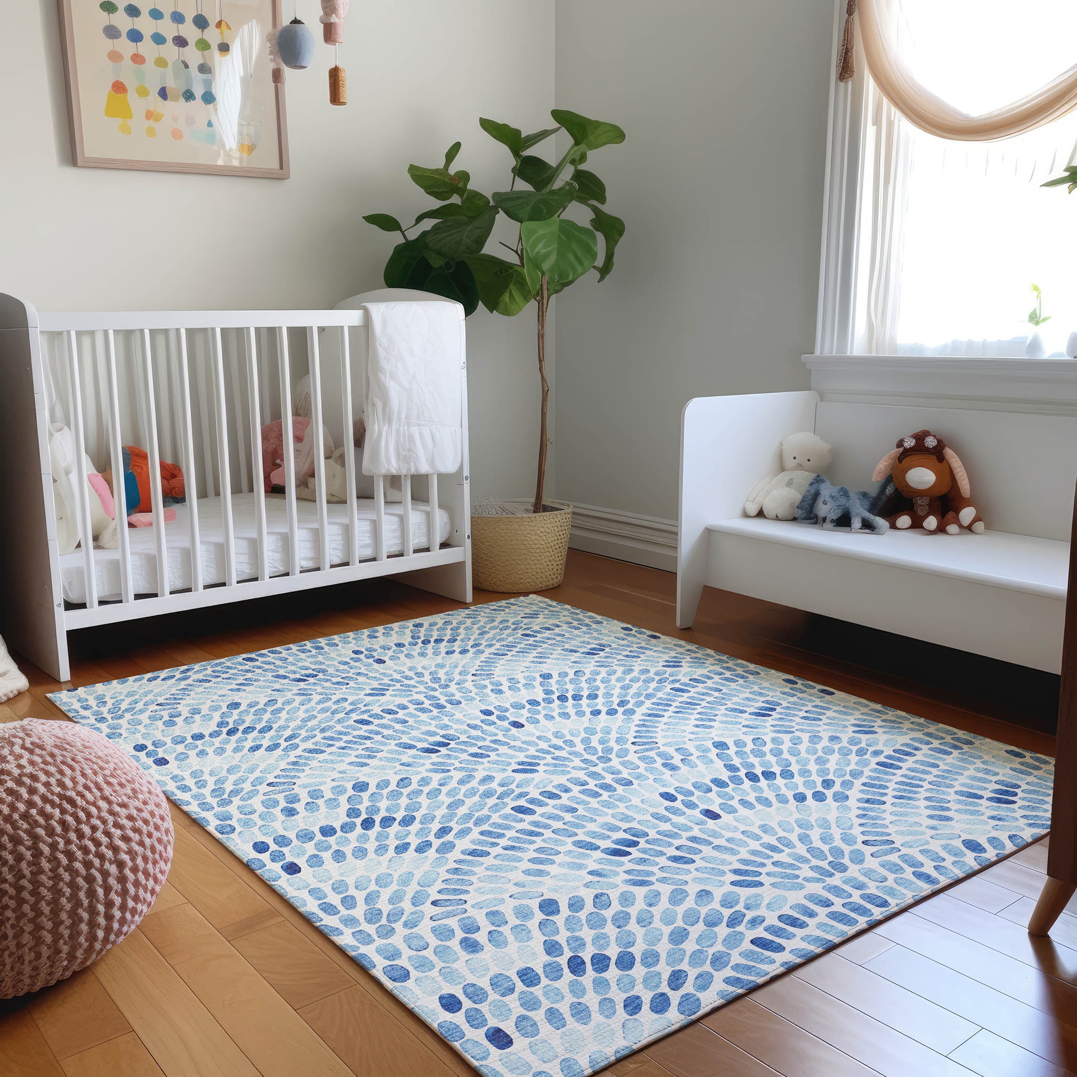 Addison Rugs AMF186BL30X46 Mayfield AMF186BL 2 x 3 (ft) Loomed Polyester Blue Rectangular Indoor Geometric Machine washable Area rug