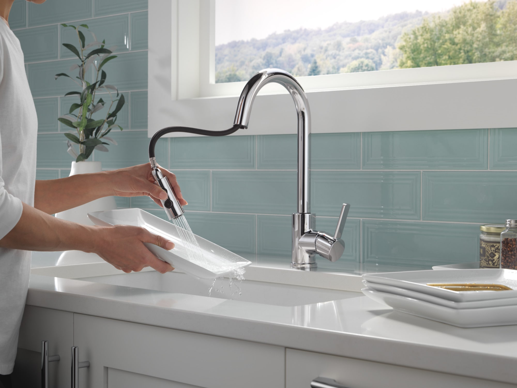 Peerless Precept Chrome Single Handle Kitchen Faucet With Sprayer Deck   60725668 