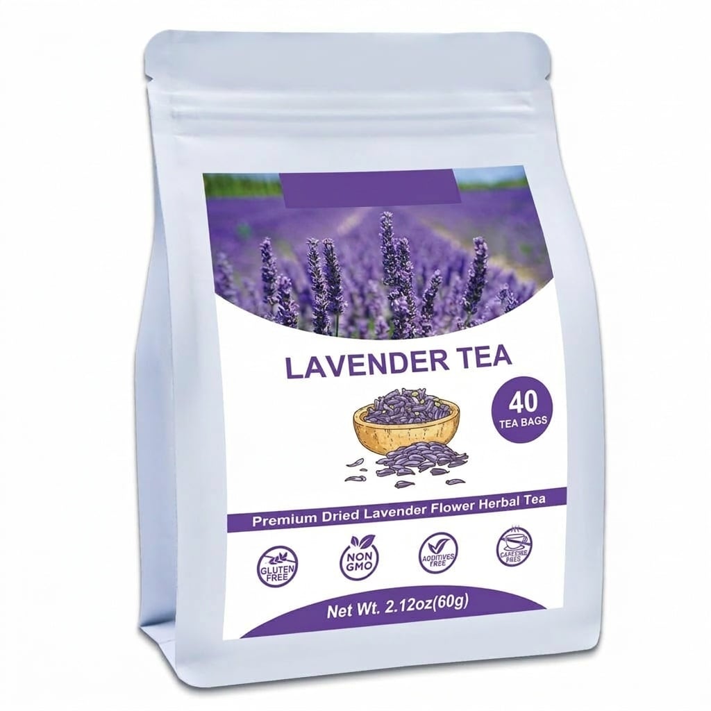 Justincity -  Lavender Flower Tea Bags 40 pack Premium Dried Herbal Tea Caffeine Free Non GMO Flo...