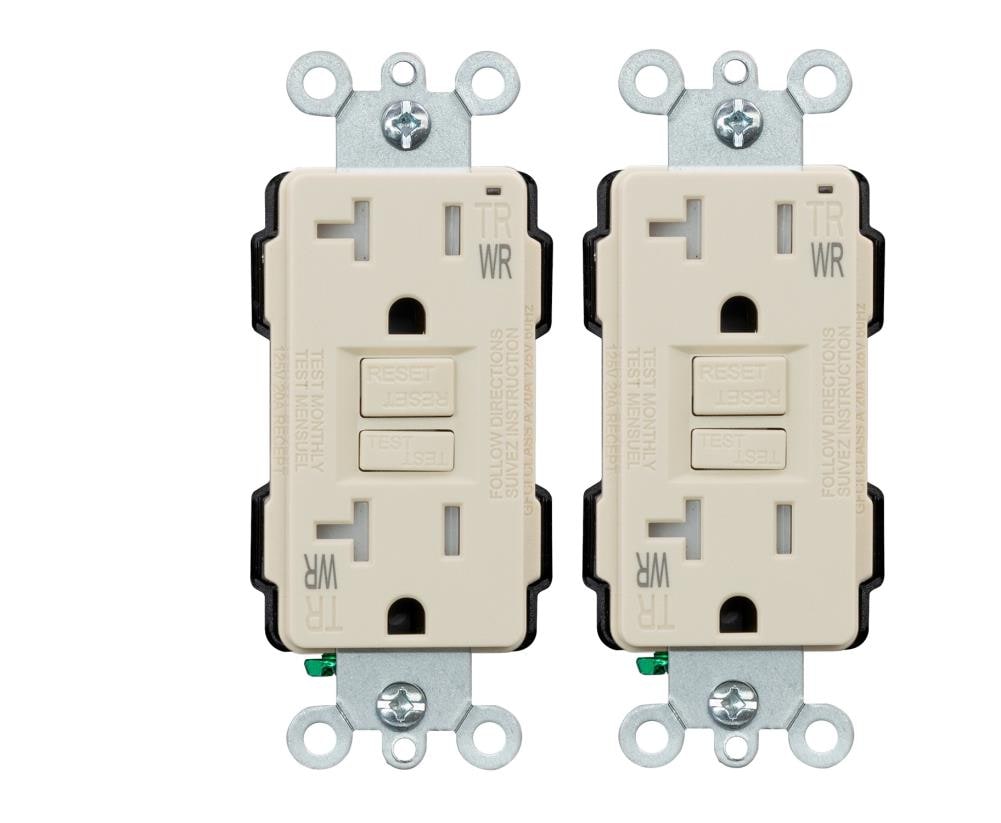 Utilitech G1920TW-LA2 20 -Amp 125-volt Tamper Resistant Weather Resistant GFCI Residential Decorator Outlet , Light almond 2 -Pack