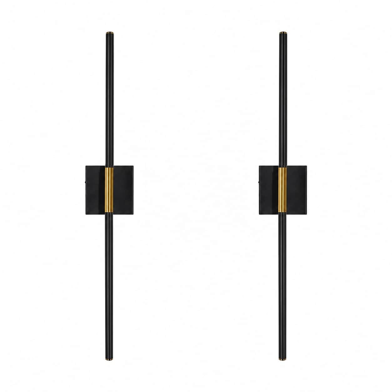 Aoibox  Modern Black and Brushed Gold cord free LED Wall Sconce Set with Remote Dimmable 3000K 6000K Indoor
