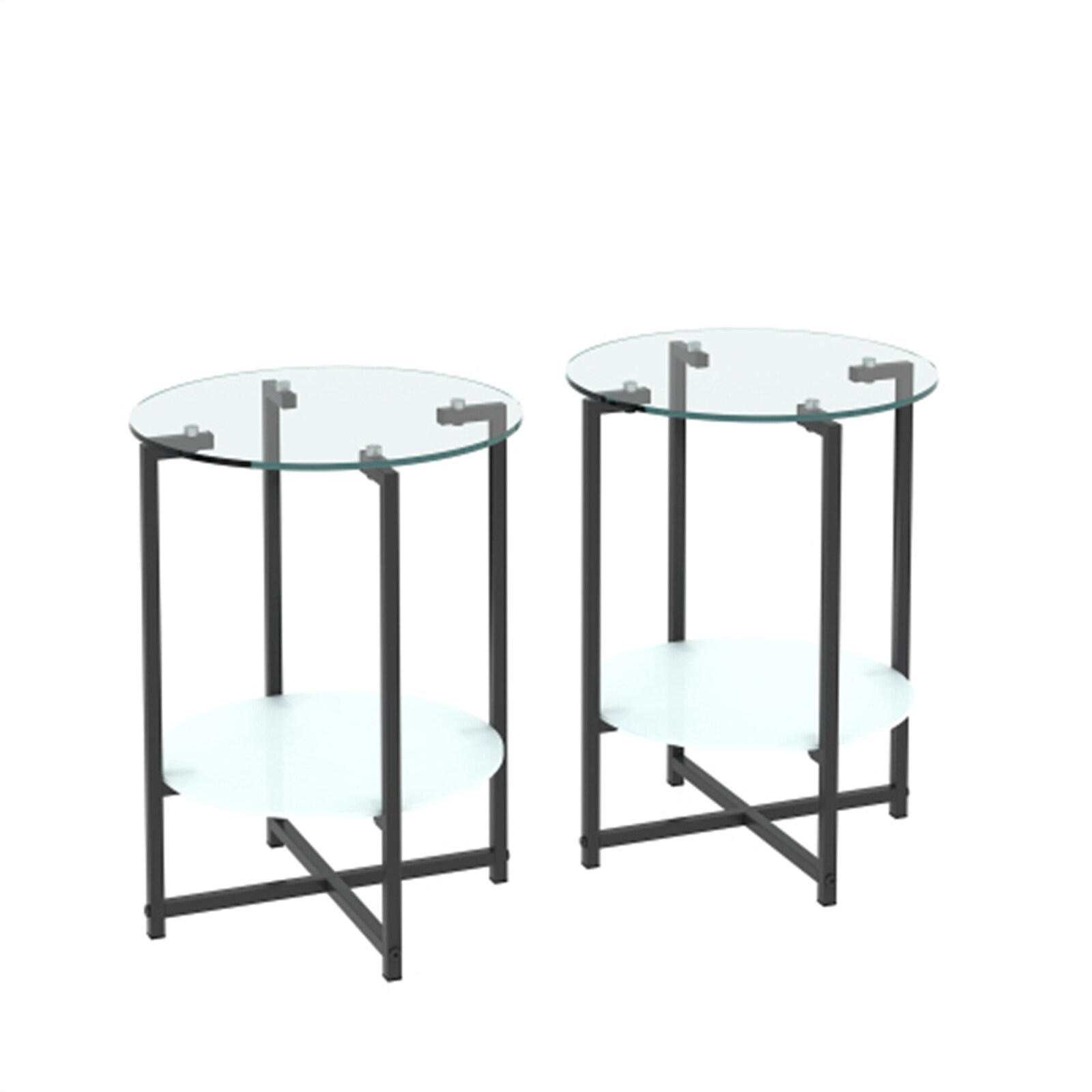 BESTCOSTY W2415LJW7592XLLYRL 15.75-Inches W x 20.87-Inches H Transparent Glass Round Modern End Table Assembly Required