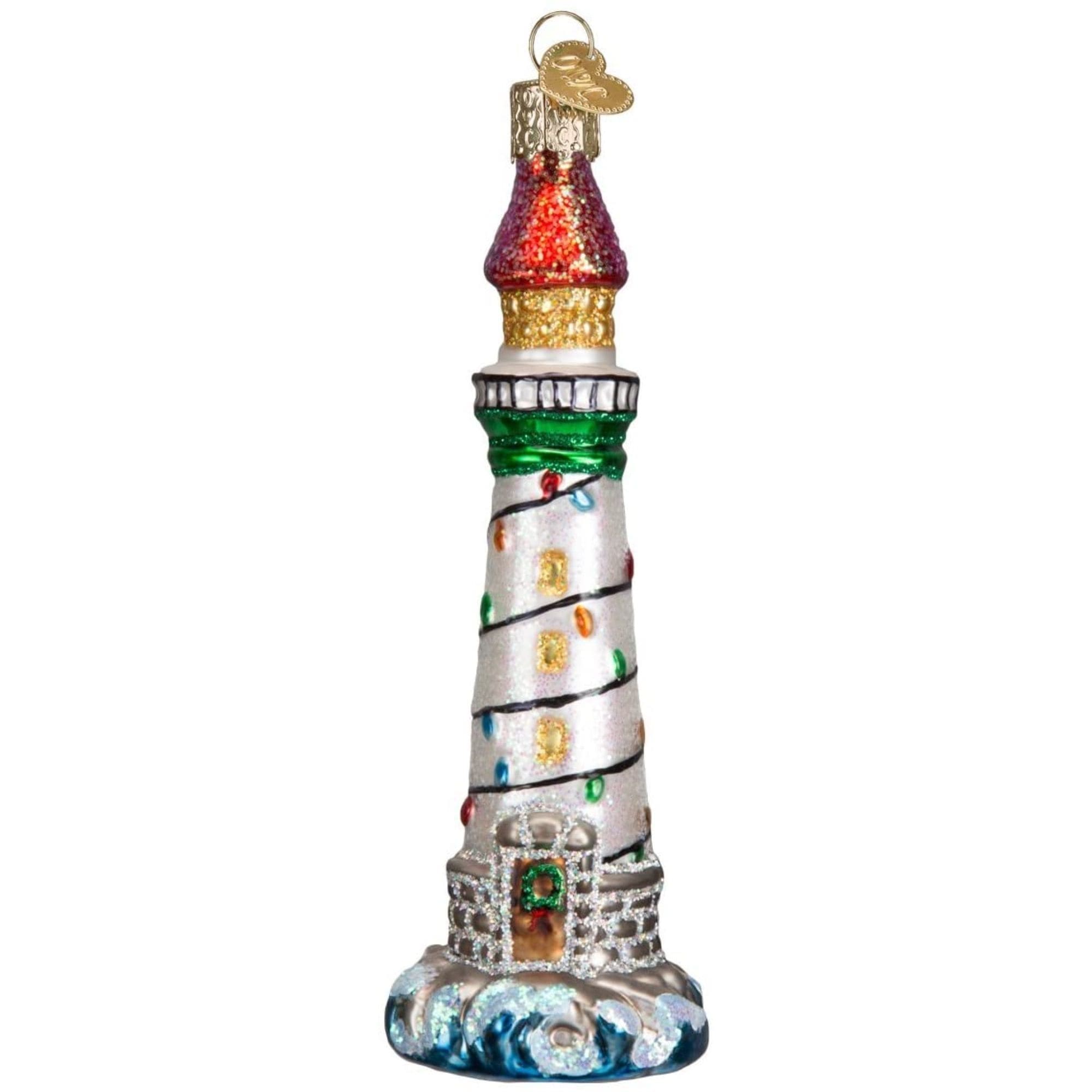 Old World Christmas 729343200396 Glass Blown Ornament for Christmas Tree - Holiday Lighthouse