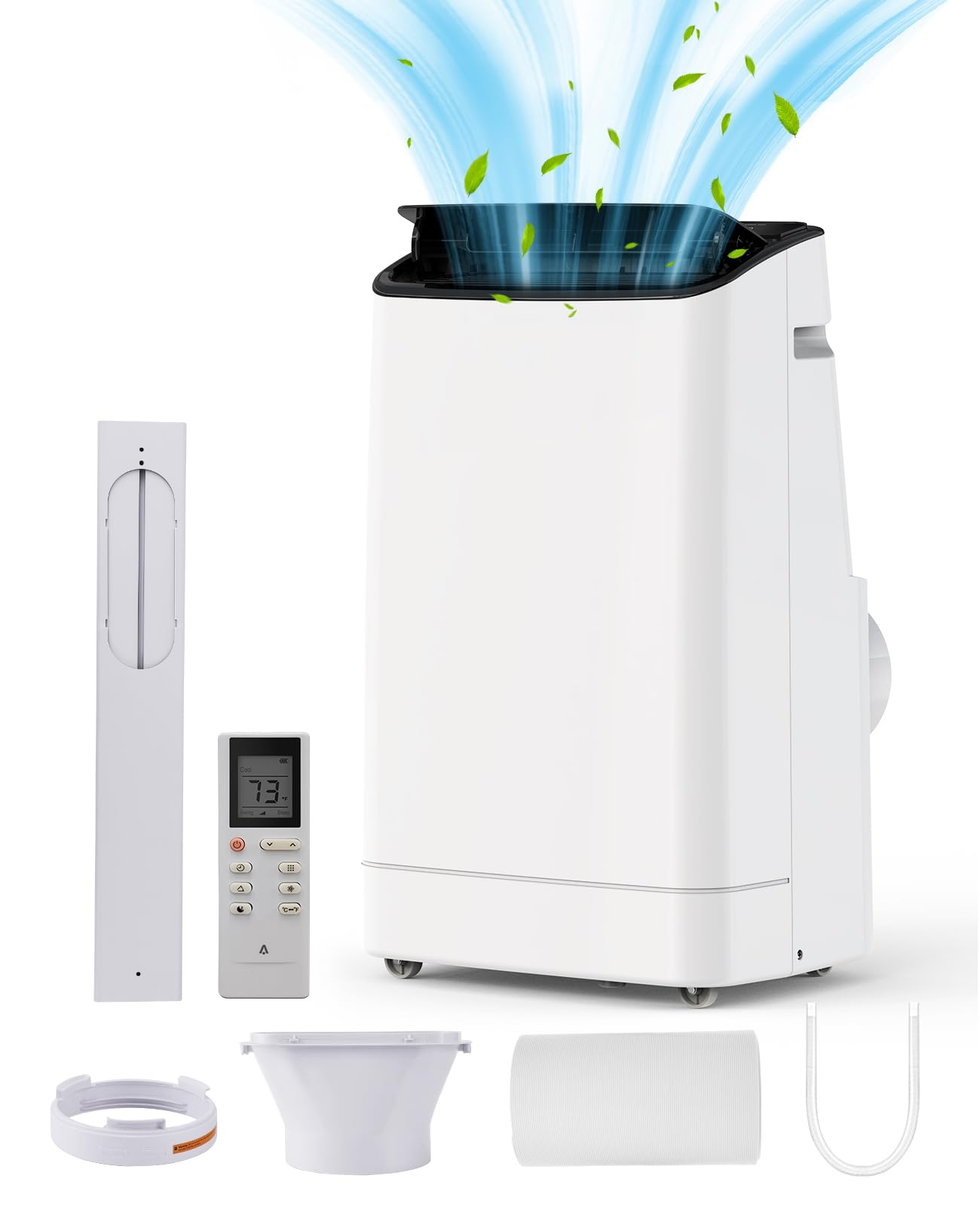 Qeetex FFF022 14000 BTU Portable Air Conditioner for Room Up 750 Sq. Ft. 3-In-1 Quiet Portable AC Unit with Dehumidifier  Fan Function Remote Control Sleep Mode 24H Timer White