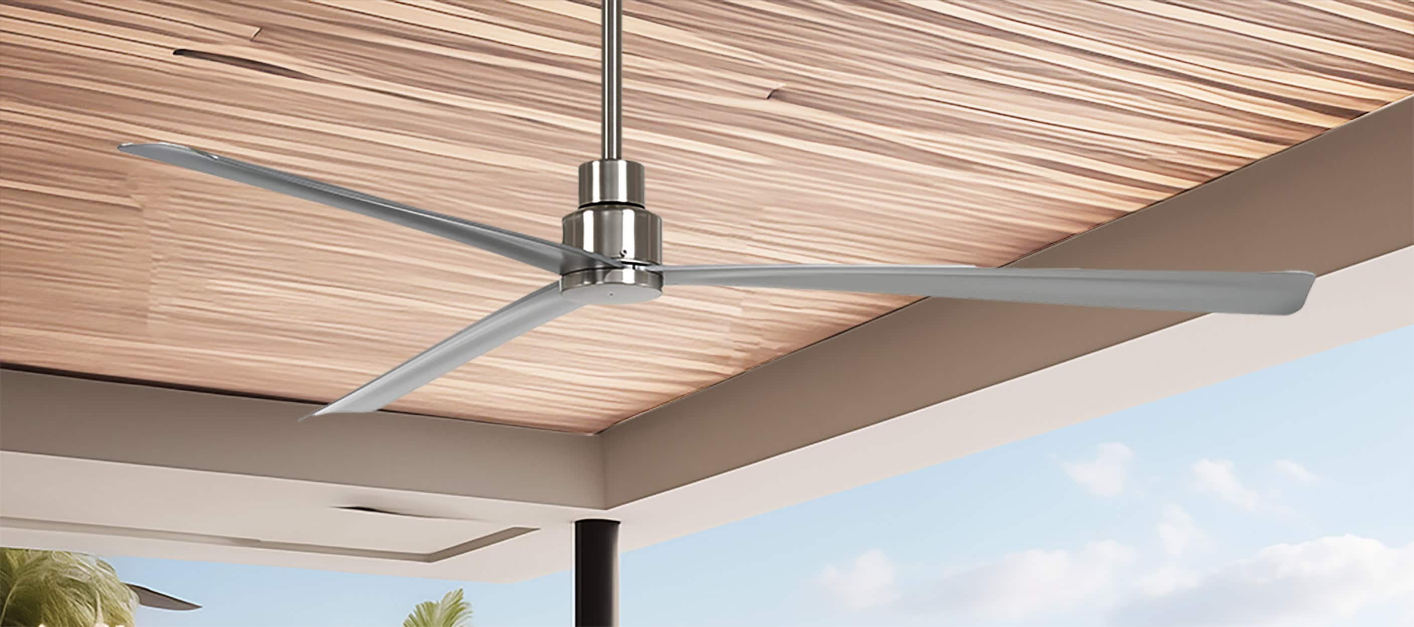 Minka Aire F789-BNW Simple 65 65-in Outdoor Brushed Nickel Wet with Silver Blades Ceiling Fan Light Kit Compatible - Remote Included ( 3 -Blade )