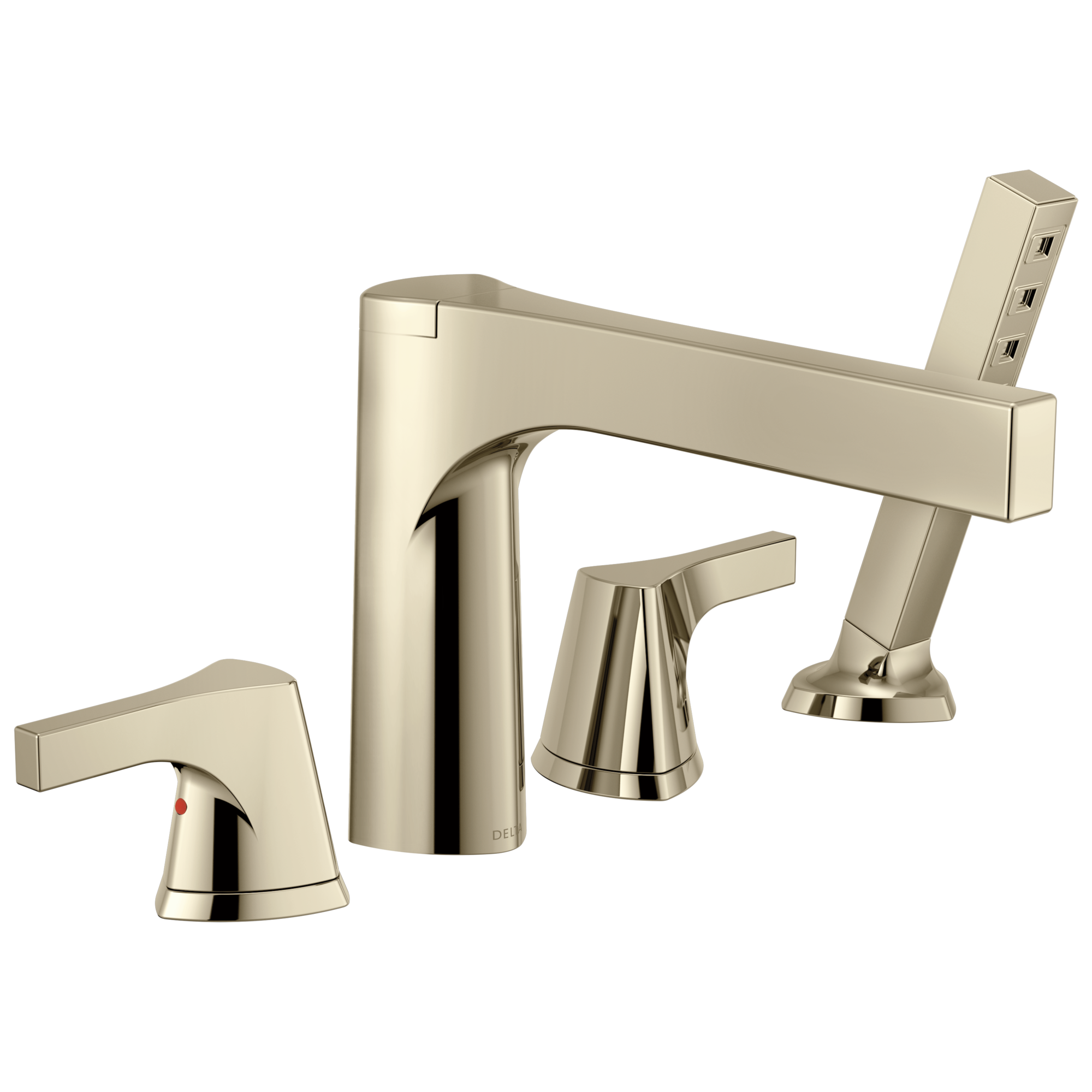 Delta Zura Polished Nickel 2 Handle Deck Mount Roman Low Arc Bathtub