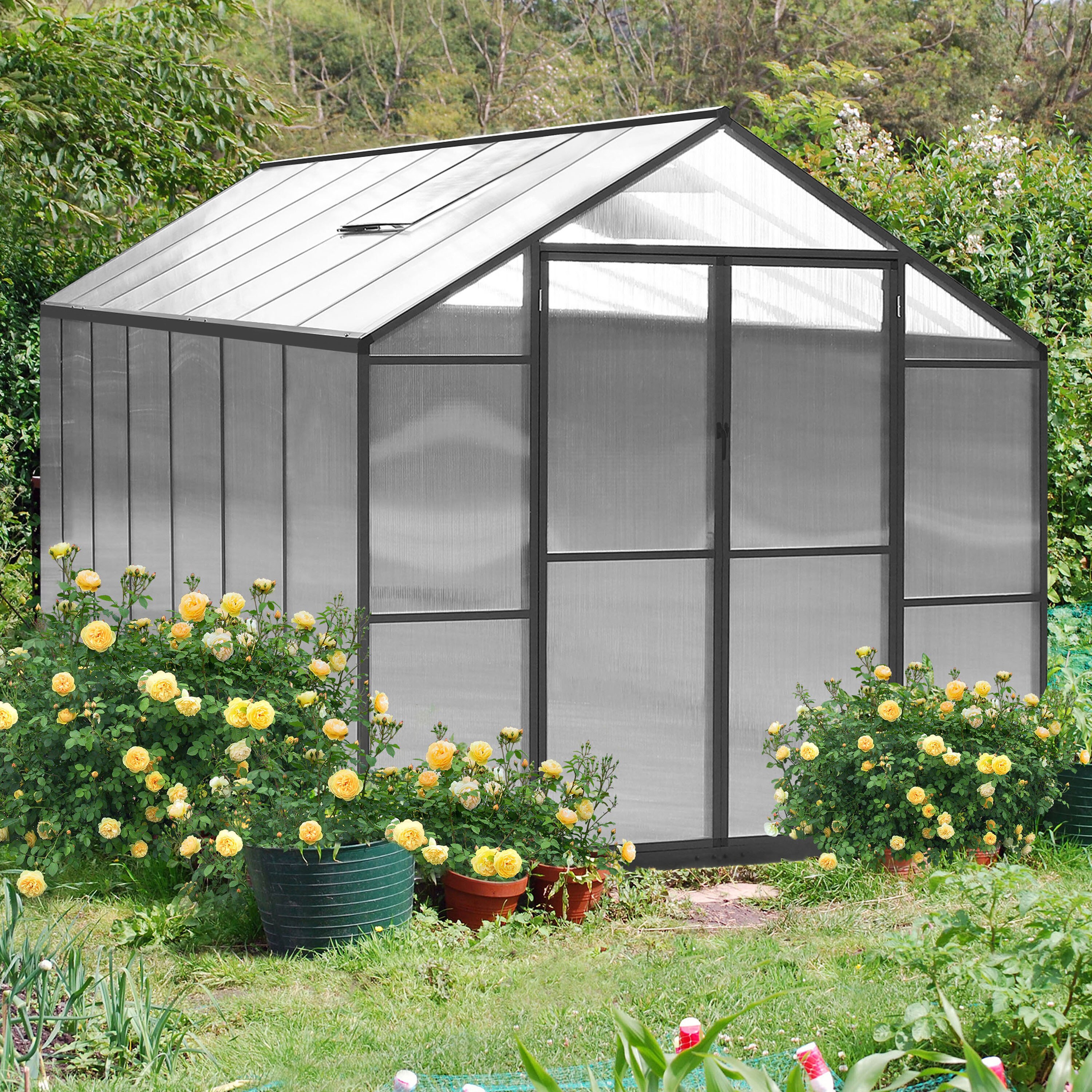 VEIKOUS 8 x 14ft 8ft L x 14ft W x 6.4ft H Gray Greenhouse in the
