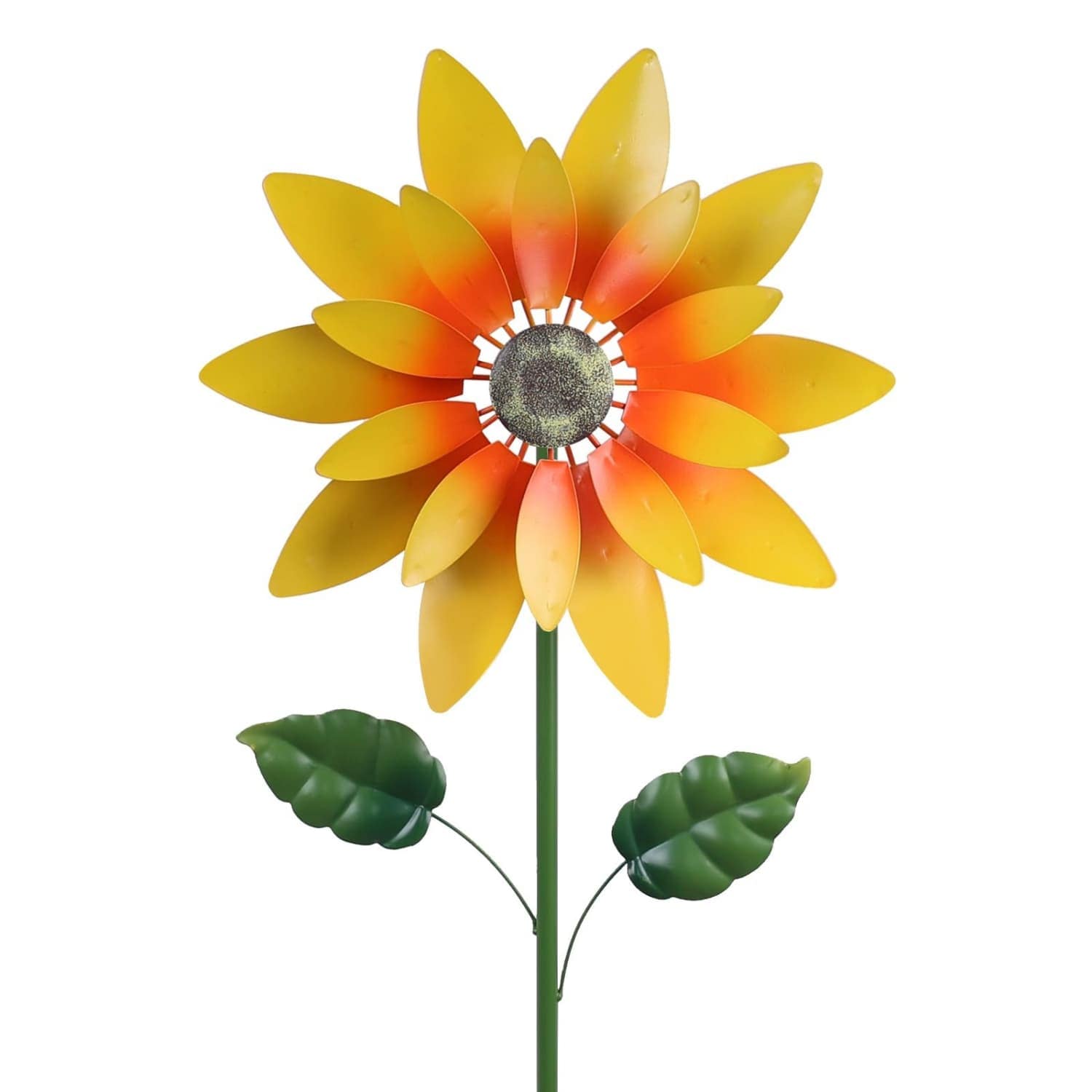Angel Sar 61 Inch Metal Sunflower Outdoor Wind Spinner with Stake 360 Degree Rotating Kinetic Wind Sculpture for Home Lawn Backyard Patio Garden Decor