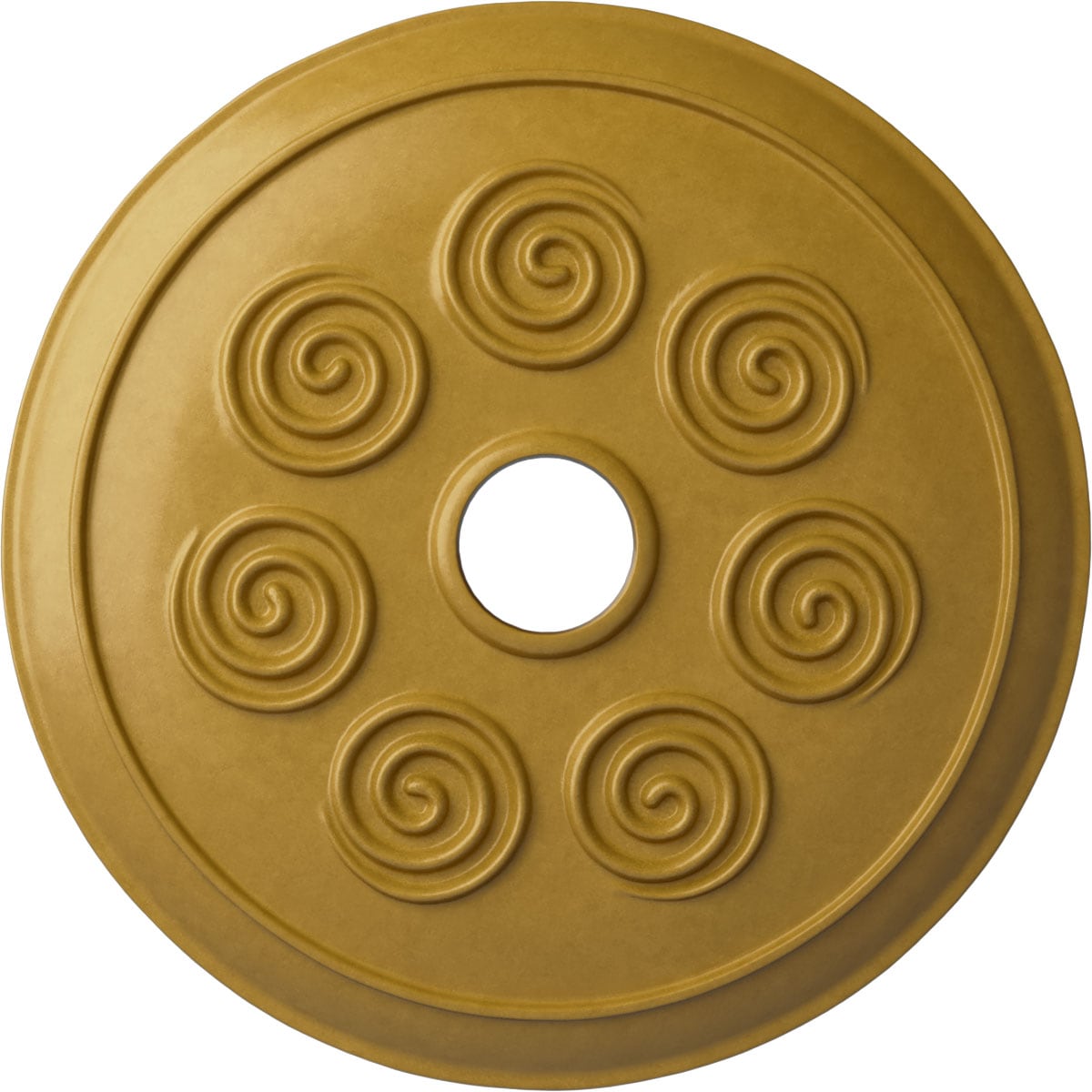 Ekena Millwork CM25SPIGS Spiral 25.25-in W x 25.25-in L Painted Iridescent Gold Polyurethane Whole Ceiling Medallion