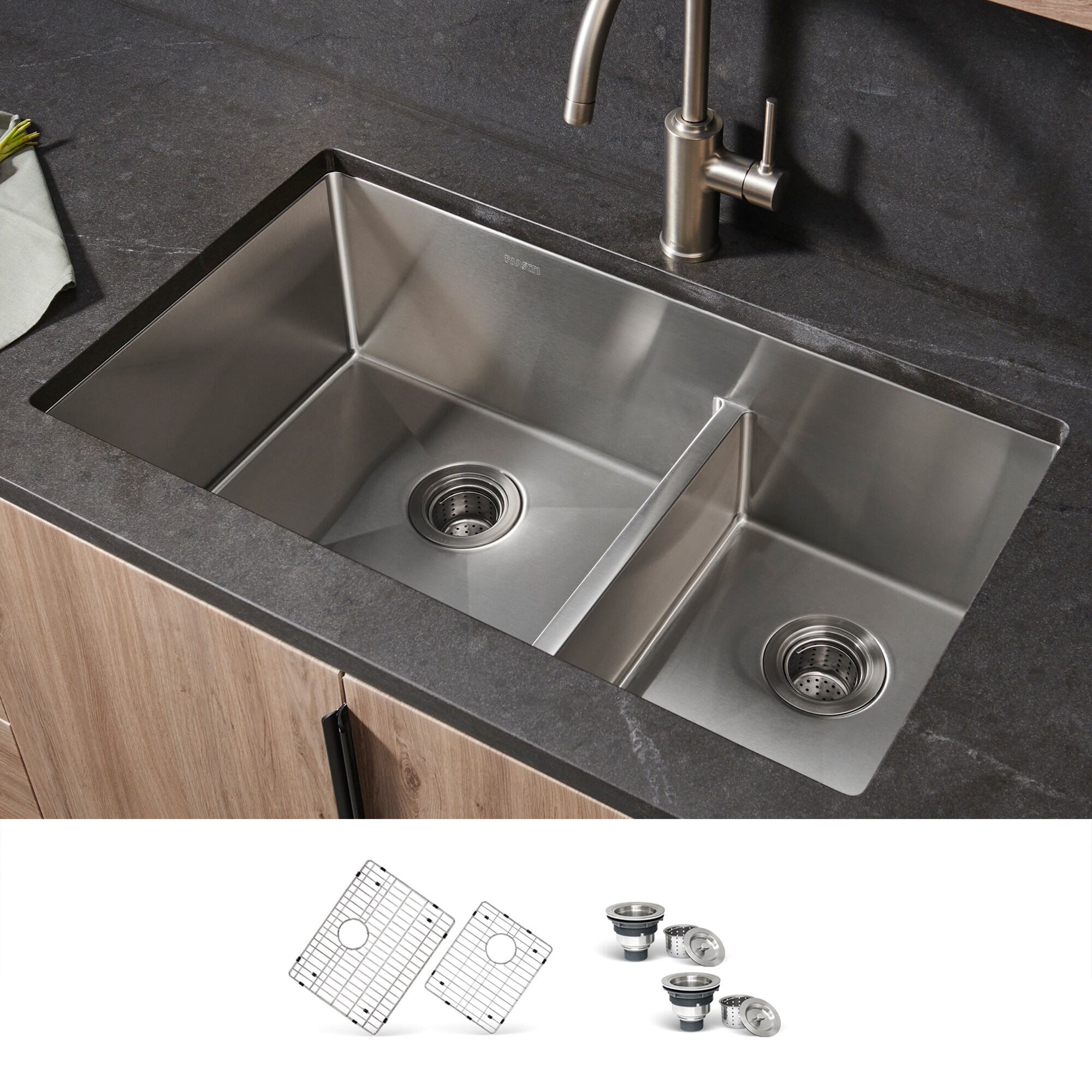 Ruvati 35-inch Stainless Steel Double Bowl Undermount Kitchen Sink