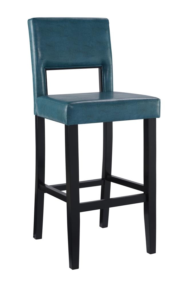 Linon 14054BLU01U Vega Blue 30.0-in H Bar height Square seat Upholstered Wood Bar Stool and Back
